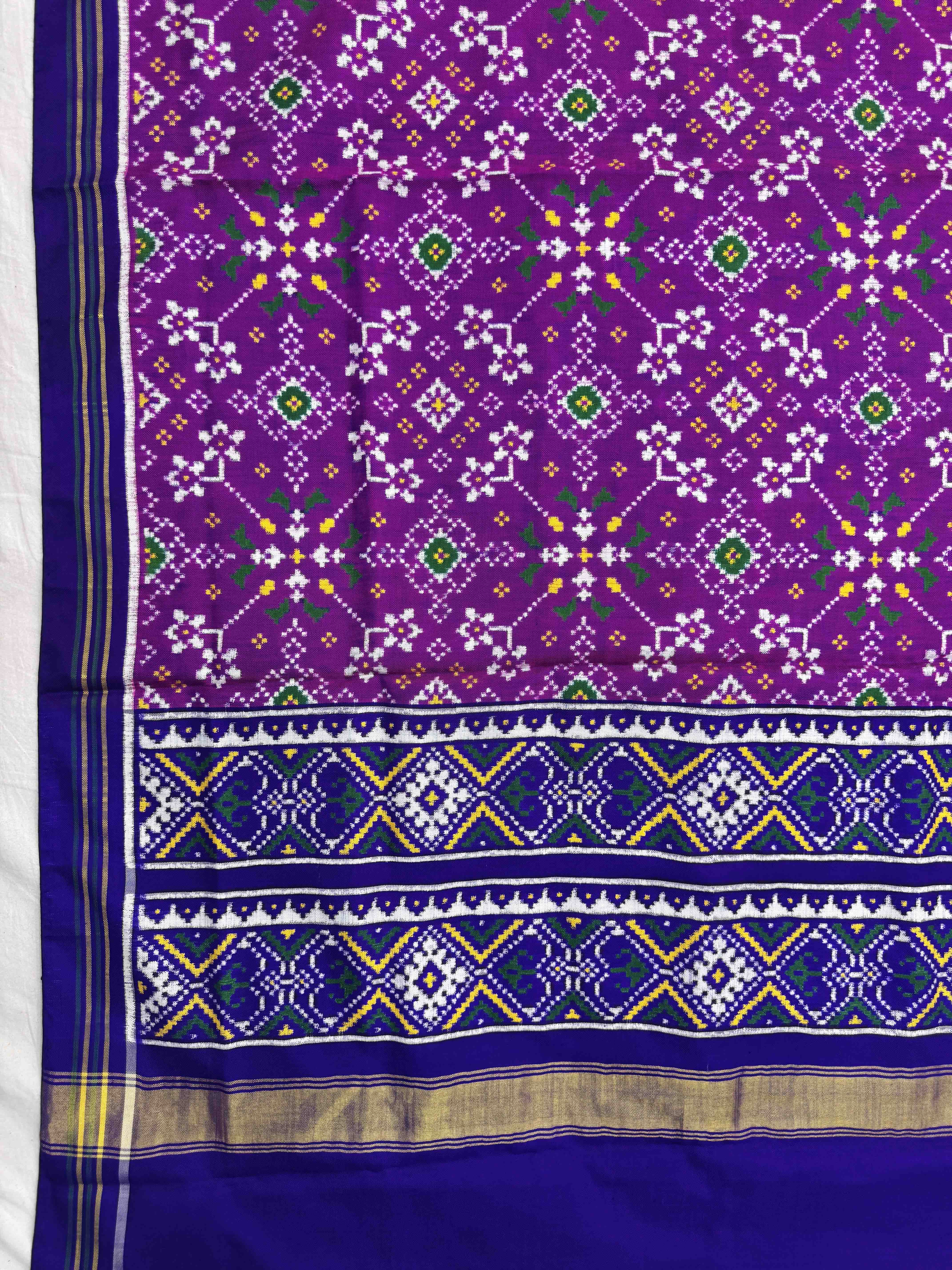 Blue & Magenta Navratan Double Ikat Dupatta