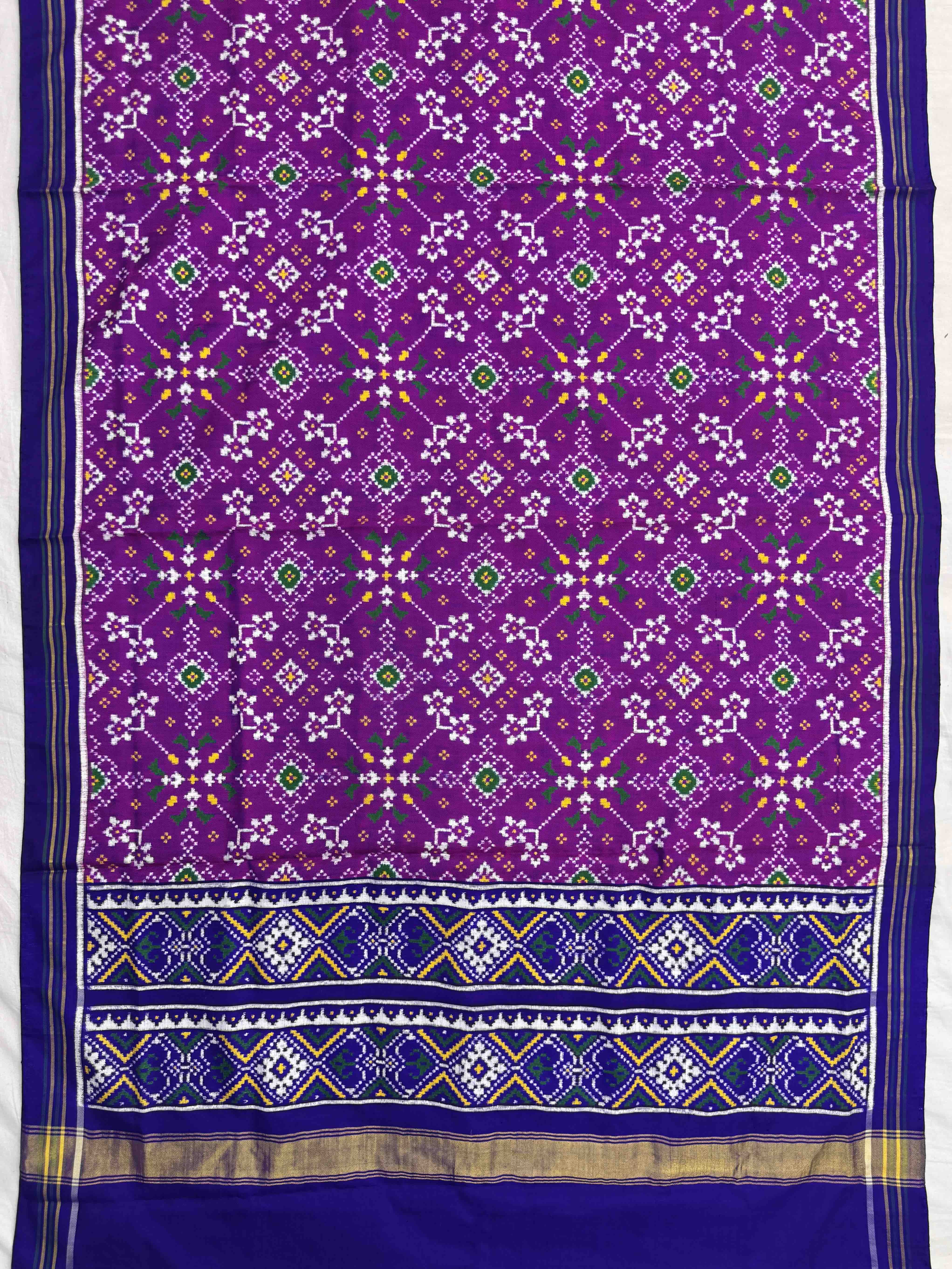 Blue & Magenta Navratan Double Ikat Dupatta