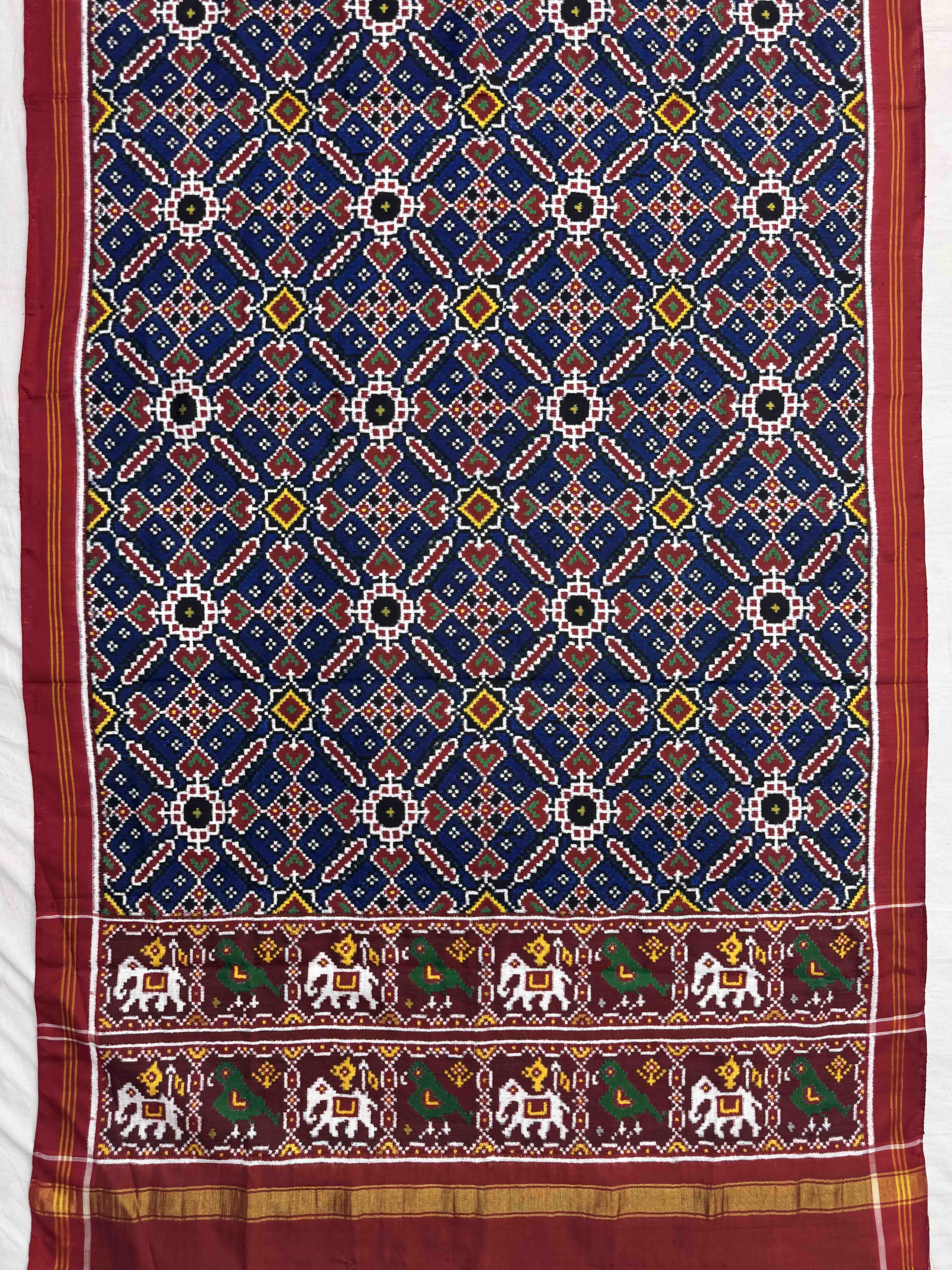 Red & Blue Manekchowk Double Ikat Dupatta