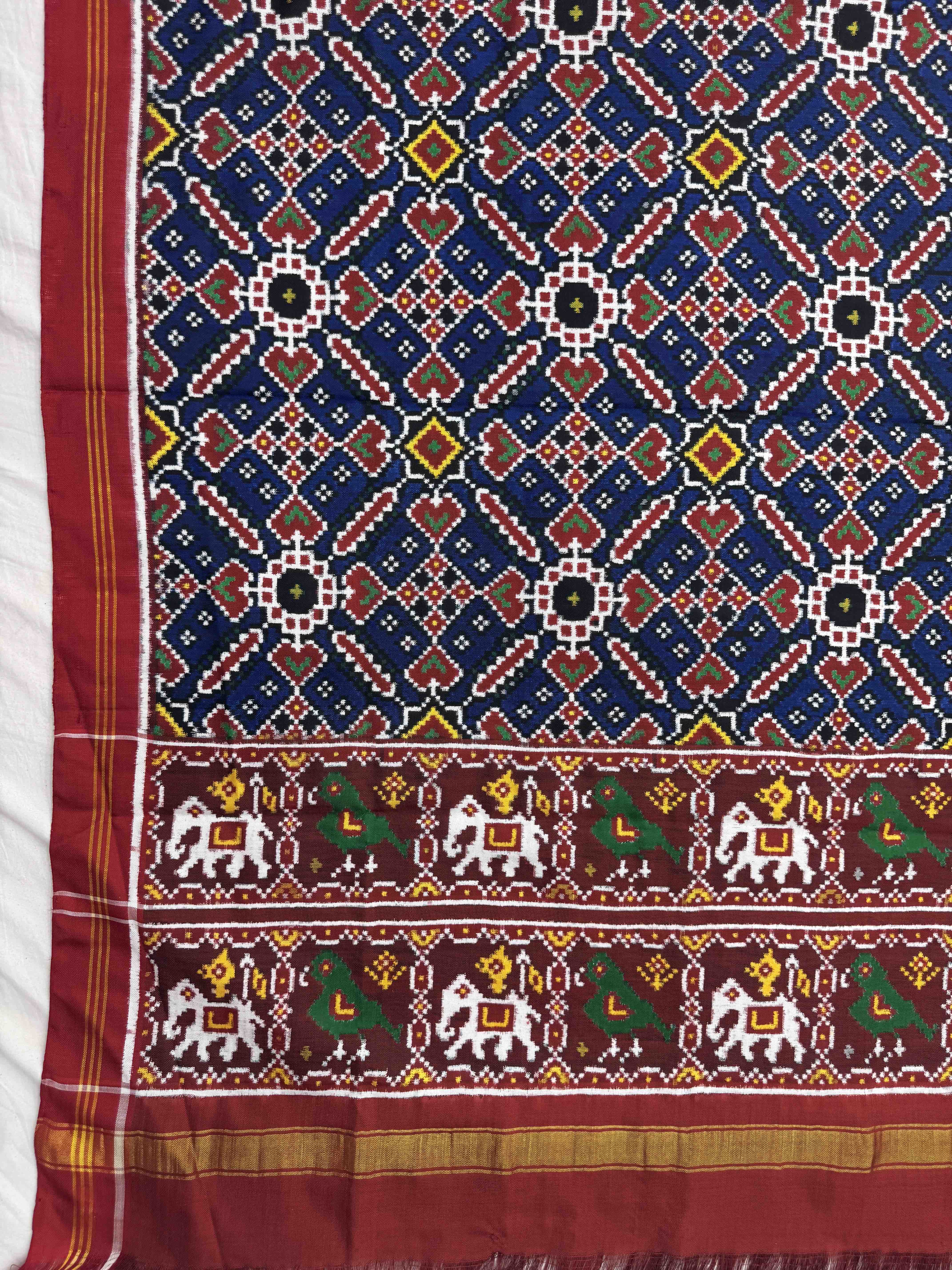 Red & Blue Manekchowk Double Ikat Dupatta