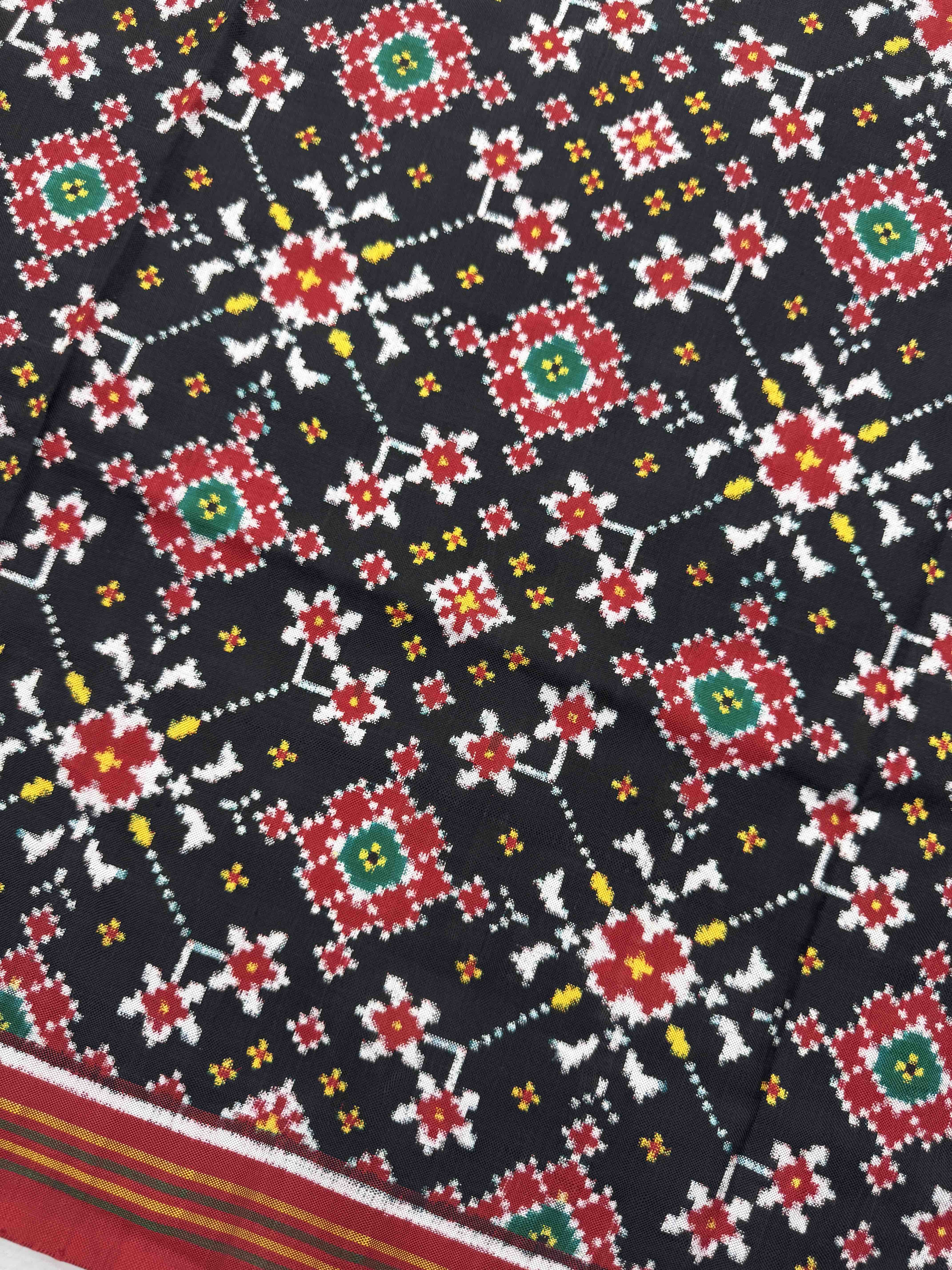 Red & Black Navratan Double Ikat Dupatta