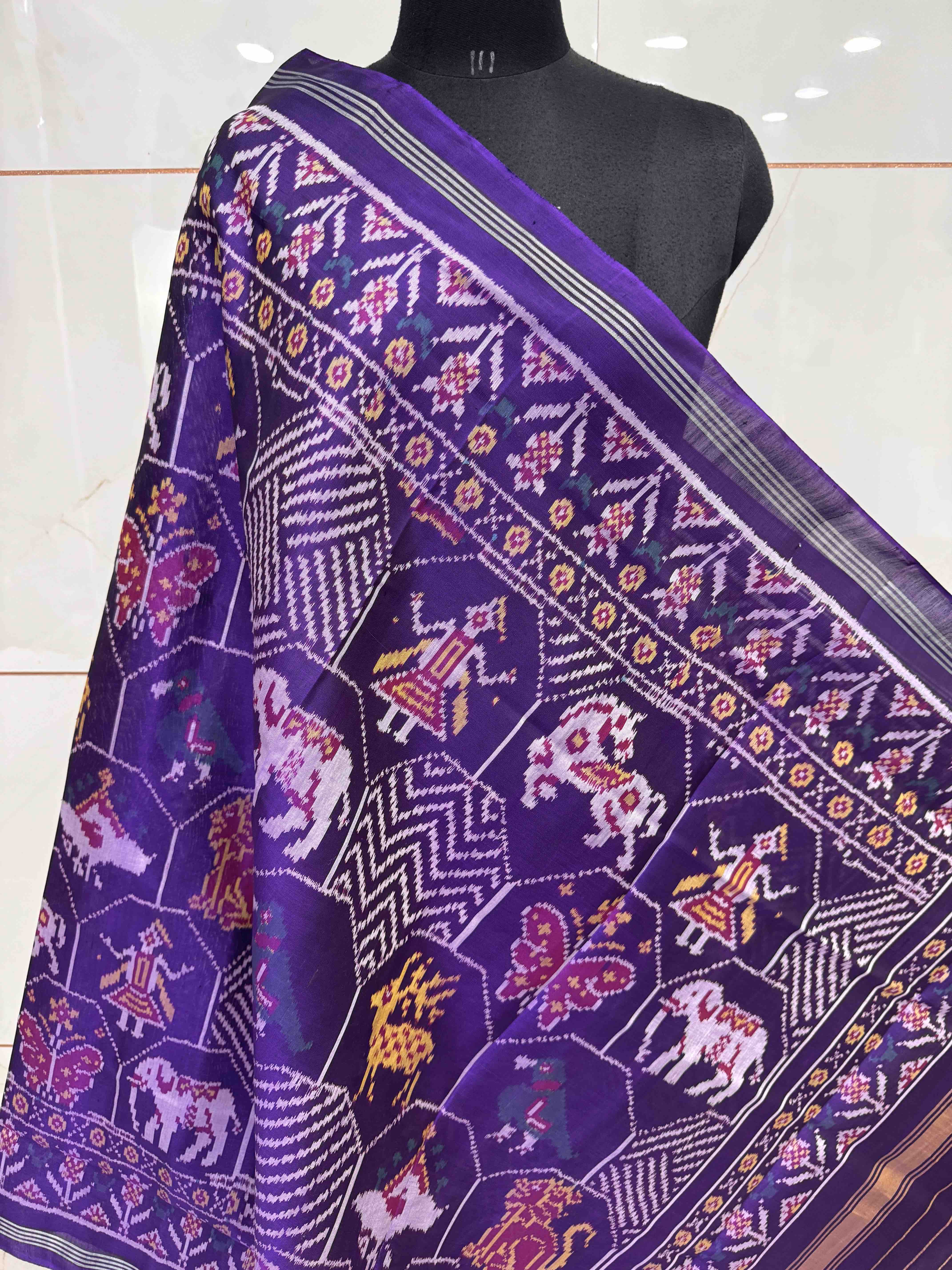 Purple Narikunj Fancy Semi Doulbe Ikat Patola Dupatta