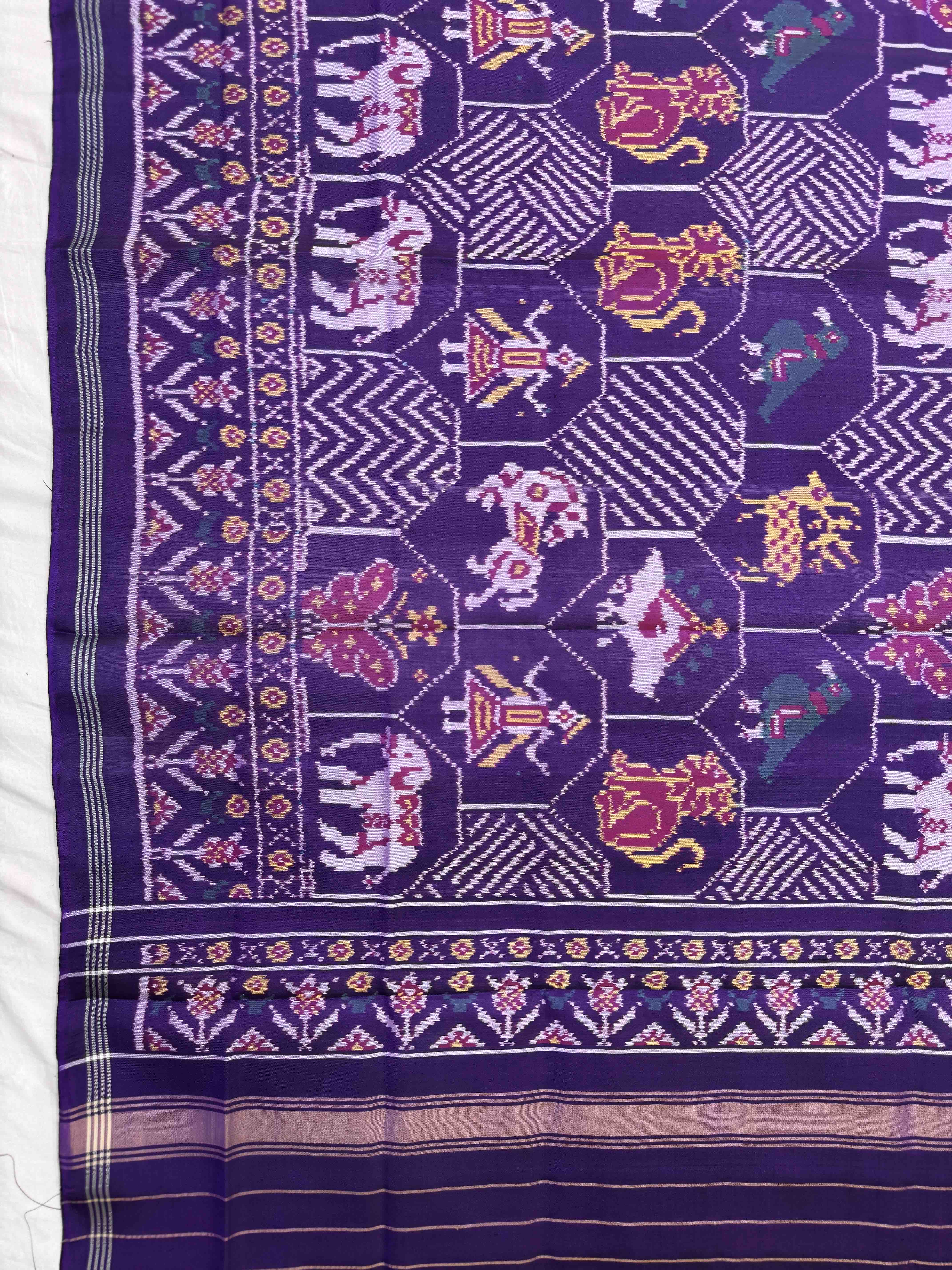 Purple Narikunj Fancy Semi Doulbe Ikat Patola Dupatta
