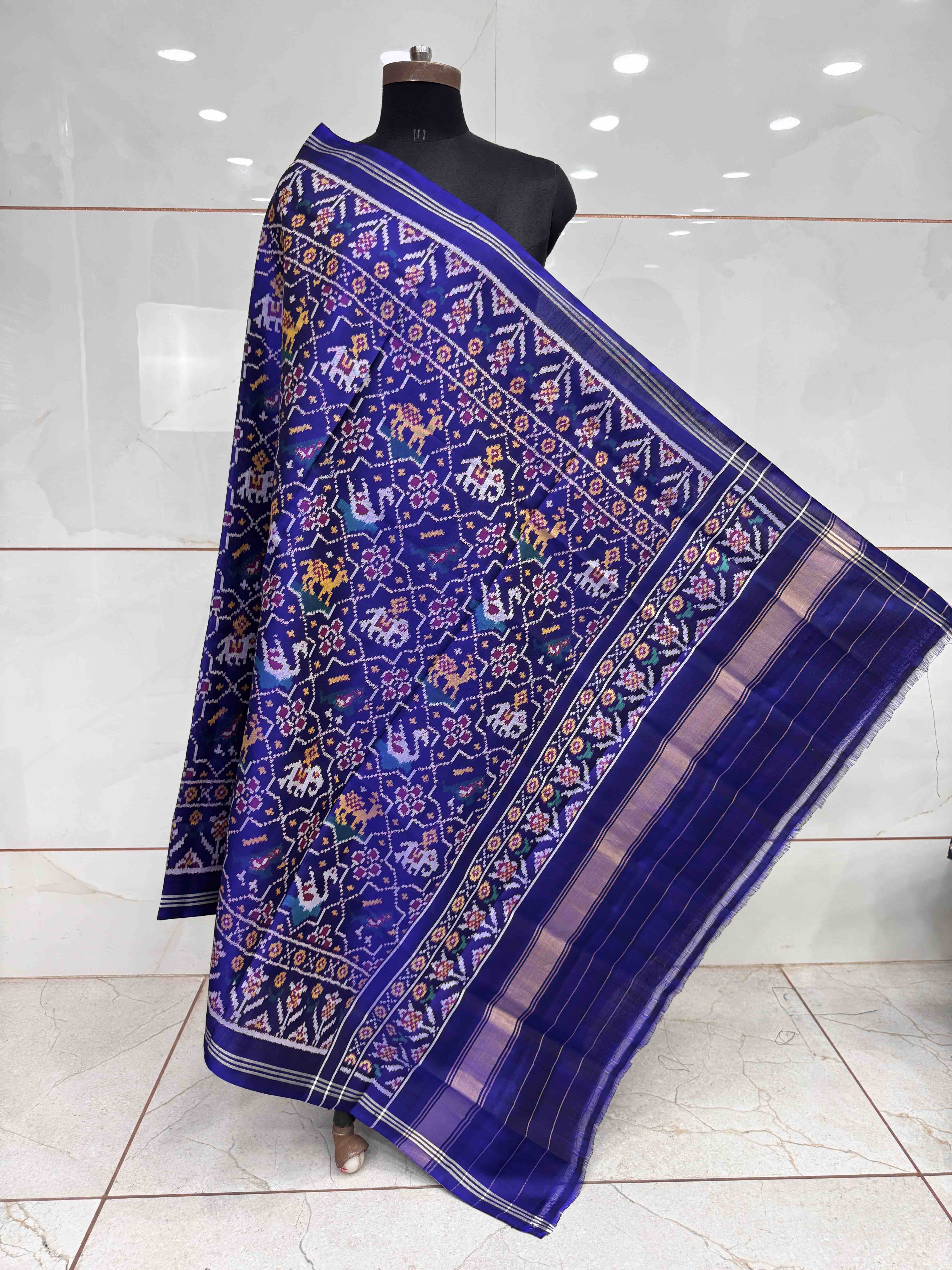 Blue Star Narikunj Semi Double Ikat Patola Dupatta