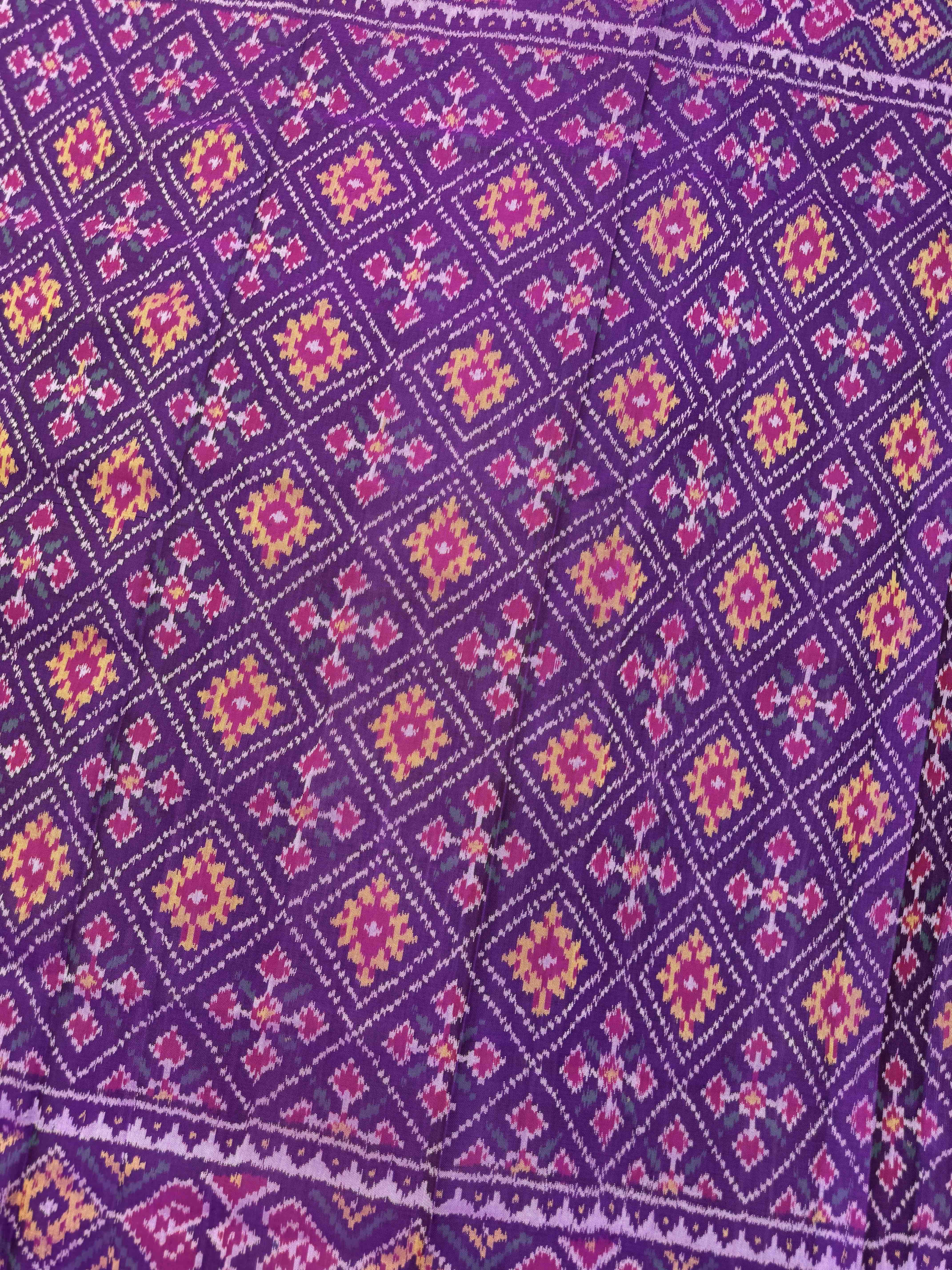 Purple Panchanda Semi Double Ikat Patola Dupatta