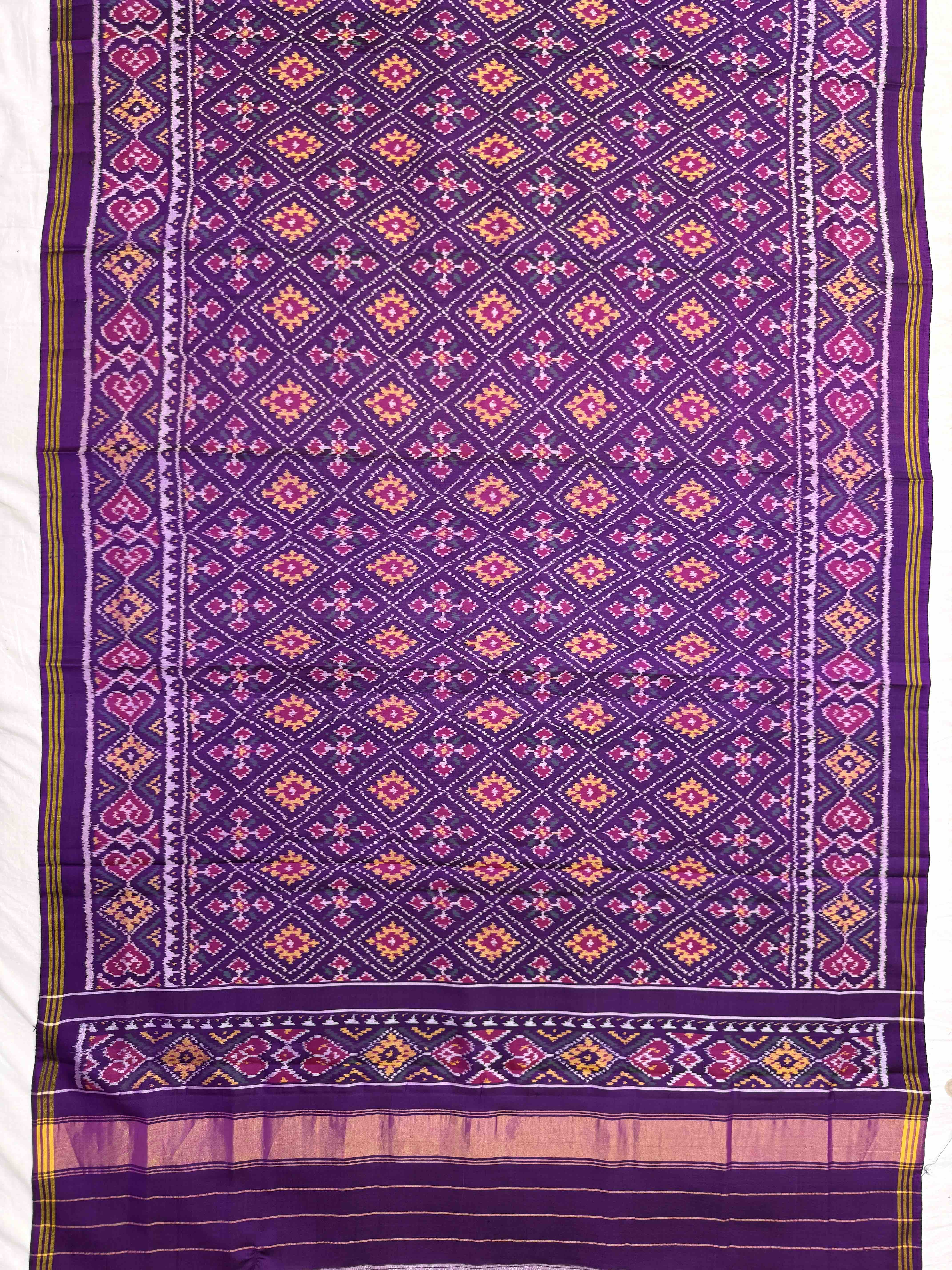 Purple Panchanda Semi Double Ikat Patola Dupatta