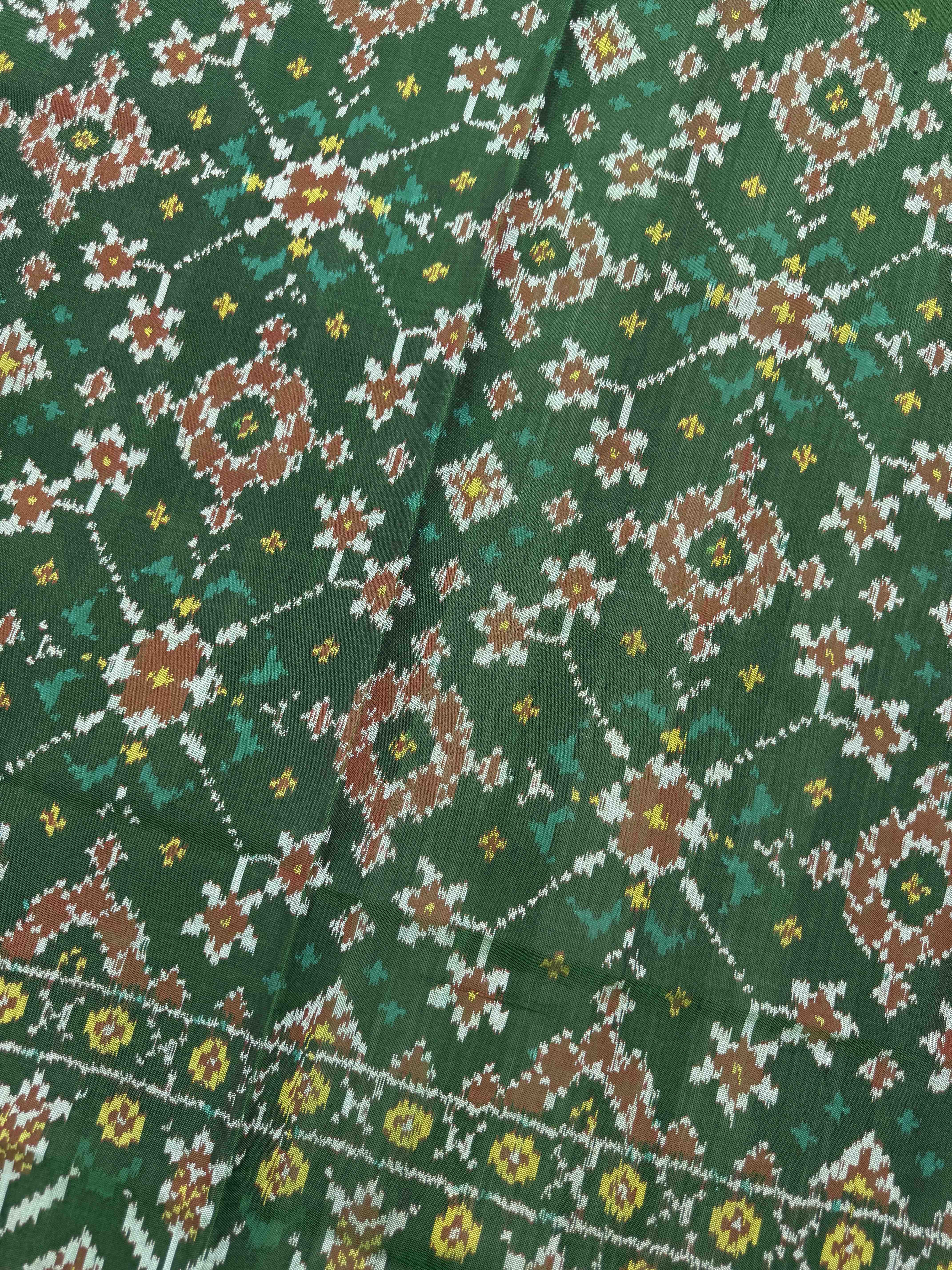Green Navratan Semi Double Ikat Patola Dupatta