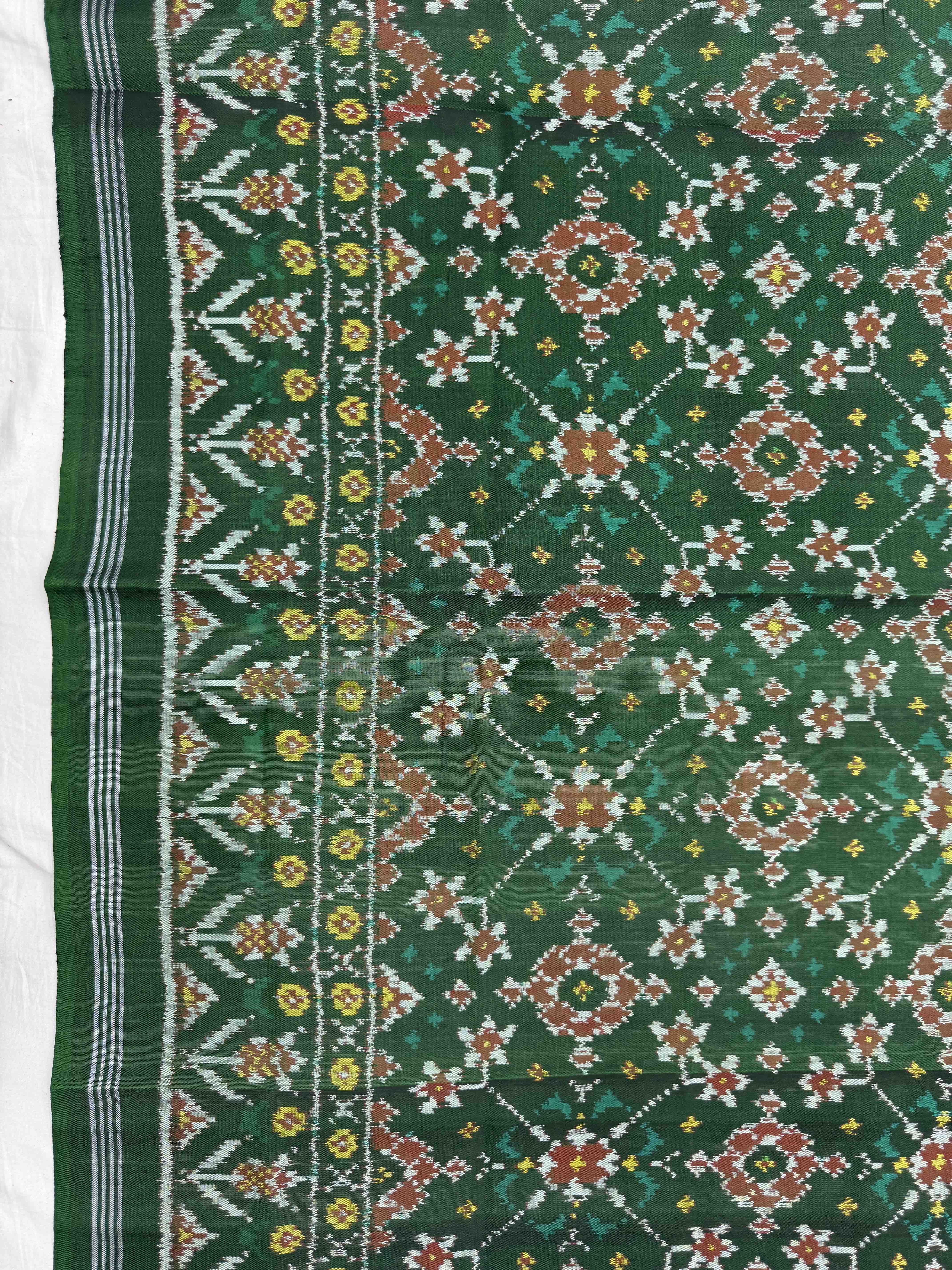 Green Navratan Semi Double Ikat Patola Dupatta