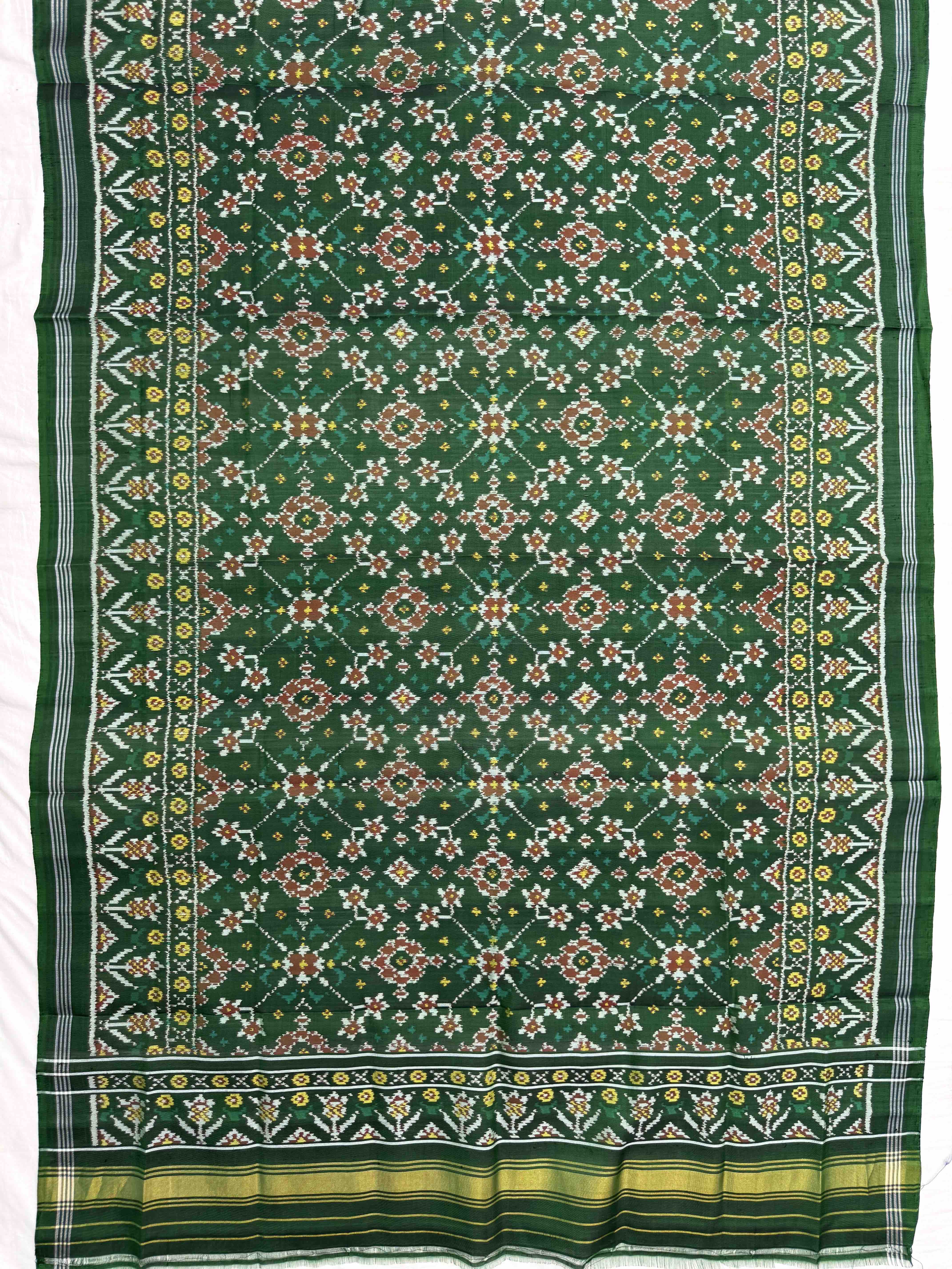 Green Navratan Semi Double Ikat Patola Dupatta