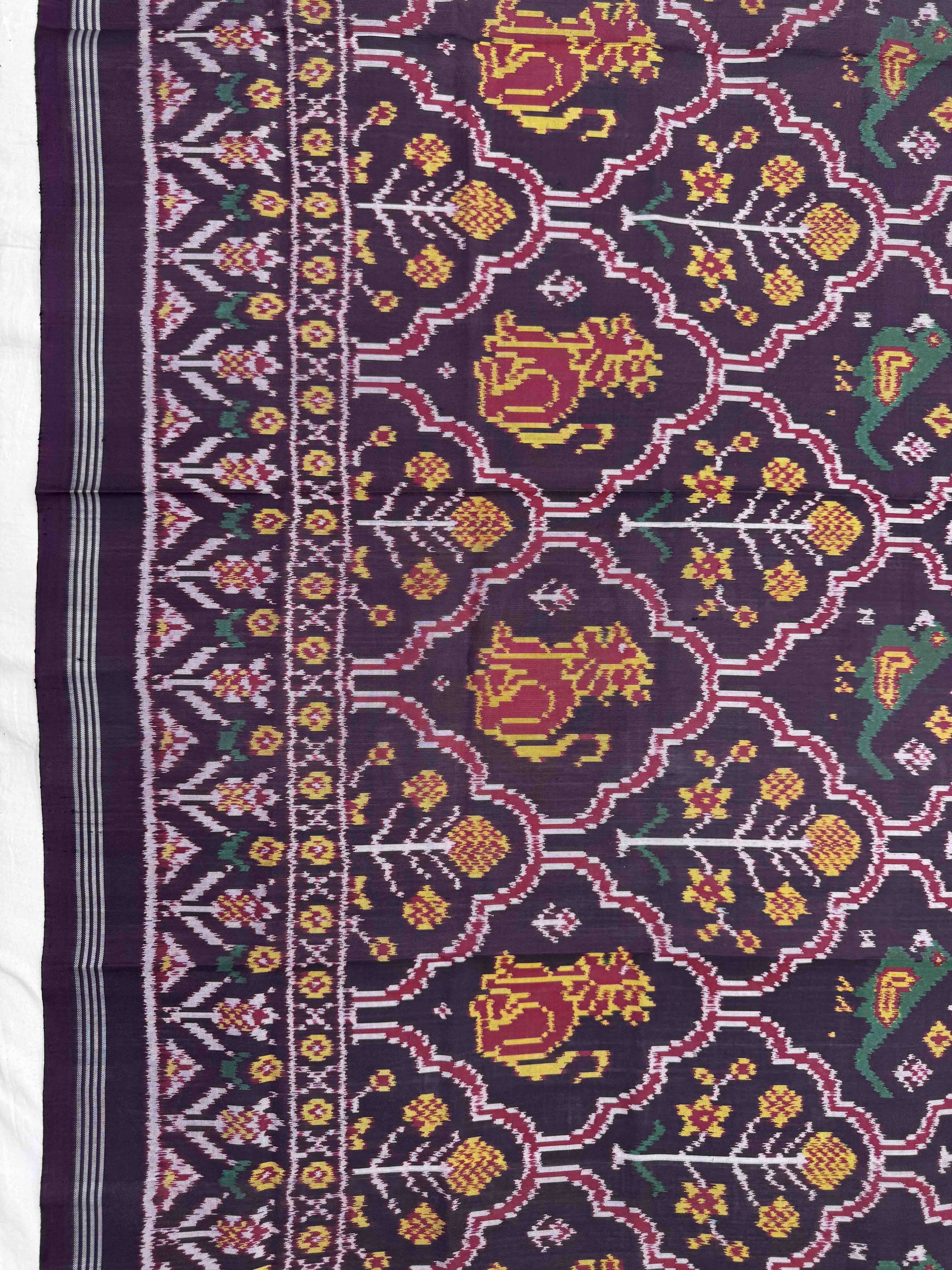 Dark Purple Narikunj Semi Double Ikat Patola Dupatta