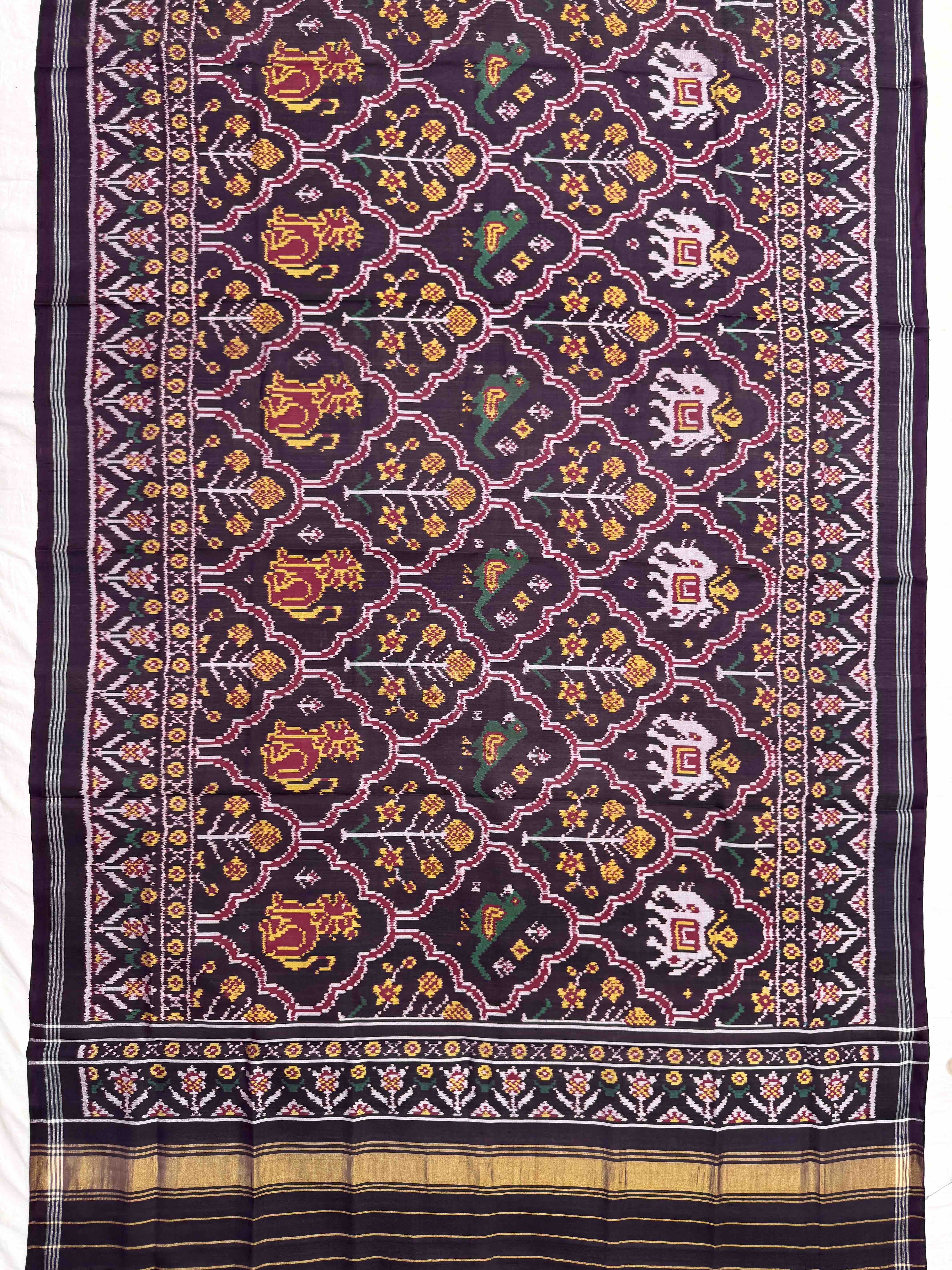 Dark Purple Narikunj Semi Double Ikat Patola Dupatta