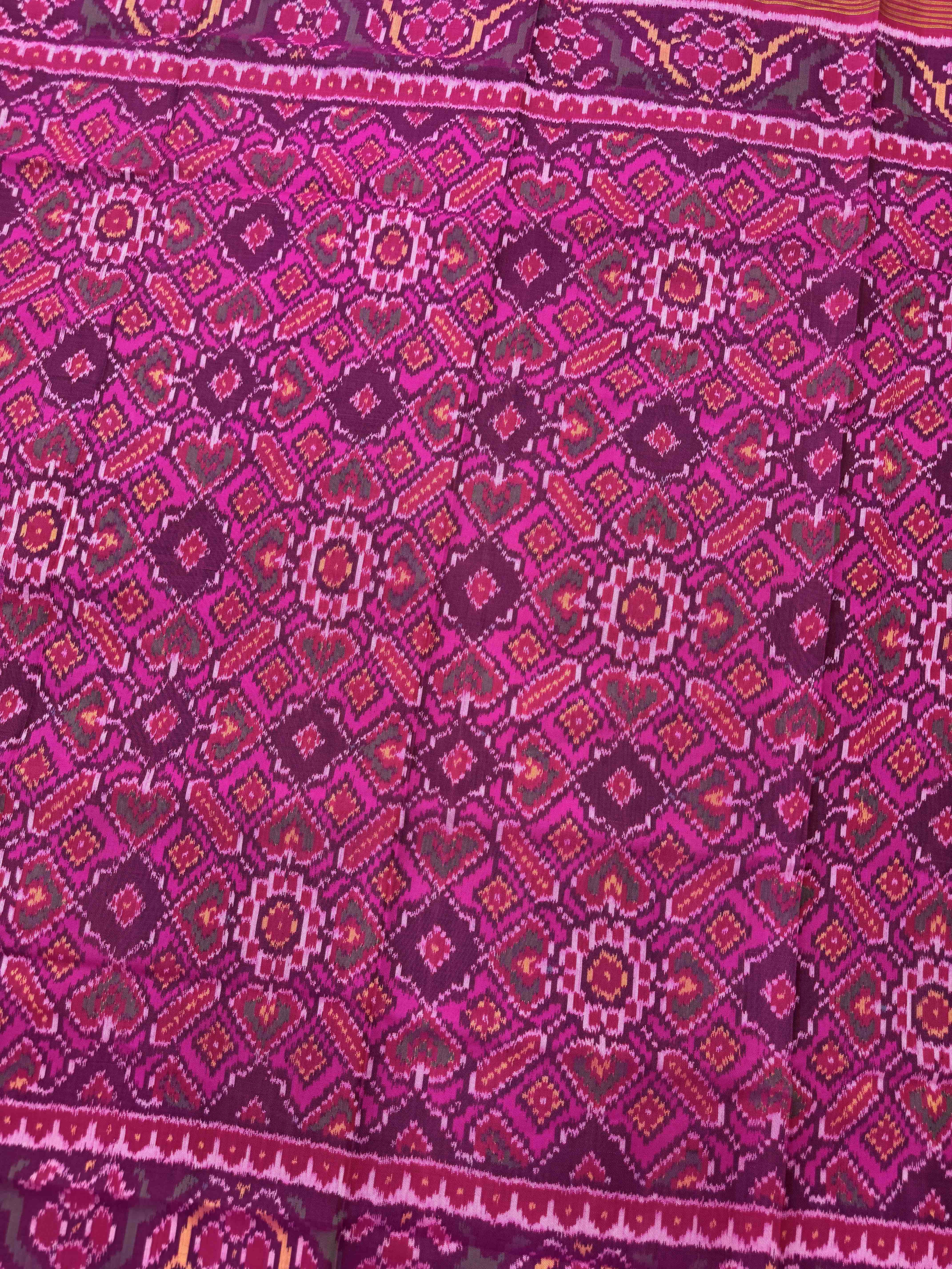 Pink Manekchowk Semi Double Ikat Patola Dupatta