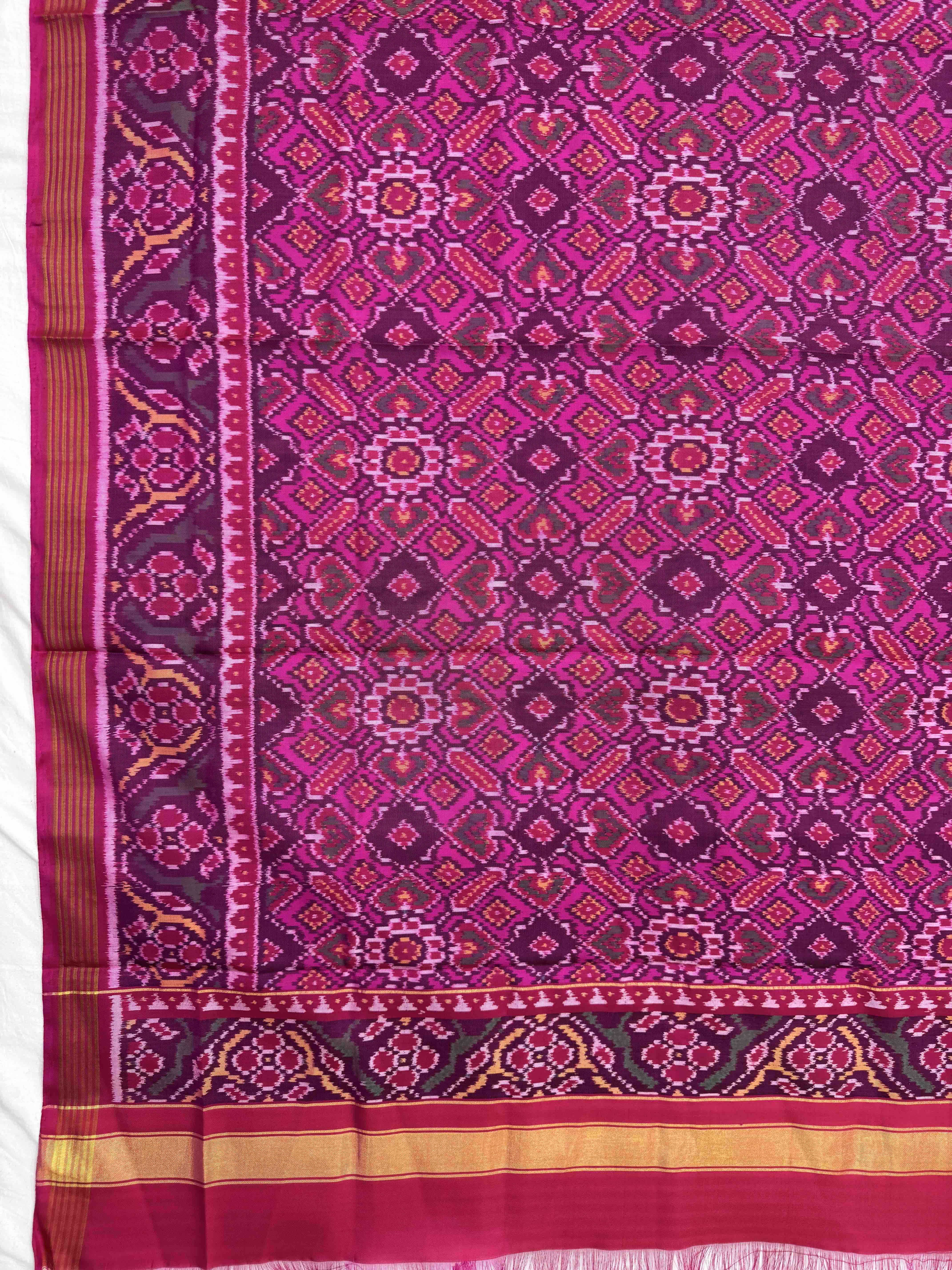 Pink Manekchowk Semi Double Ikat Patola Dupatta