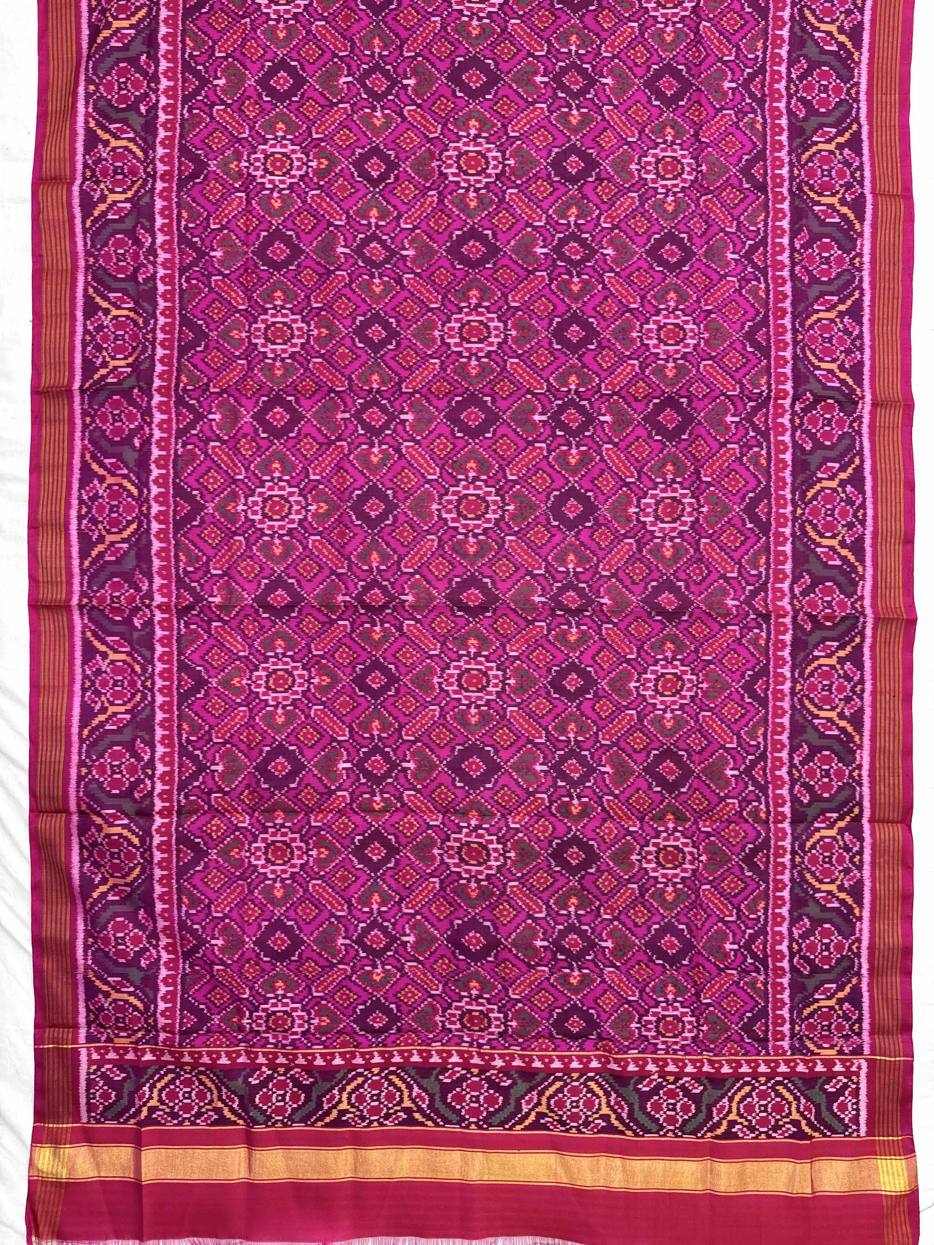 Pink Manekchowk Semi Double Ikat Patola Dupatta