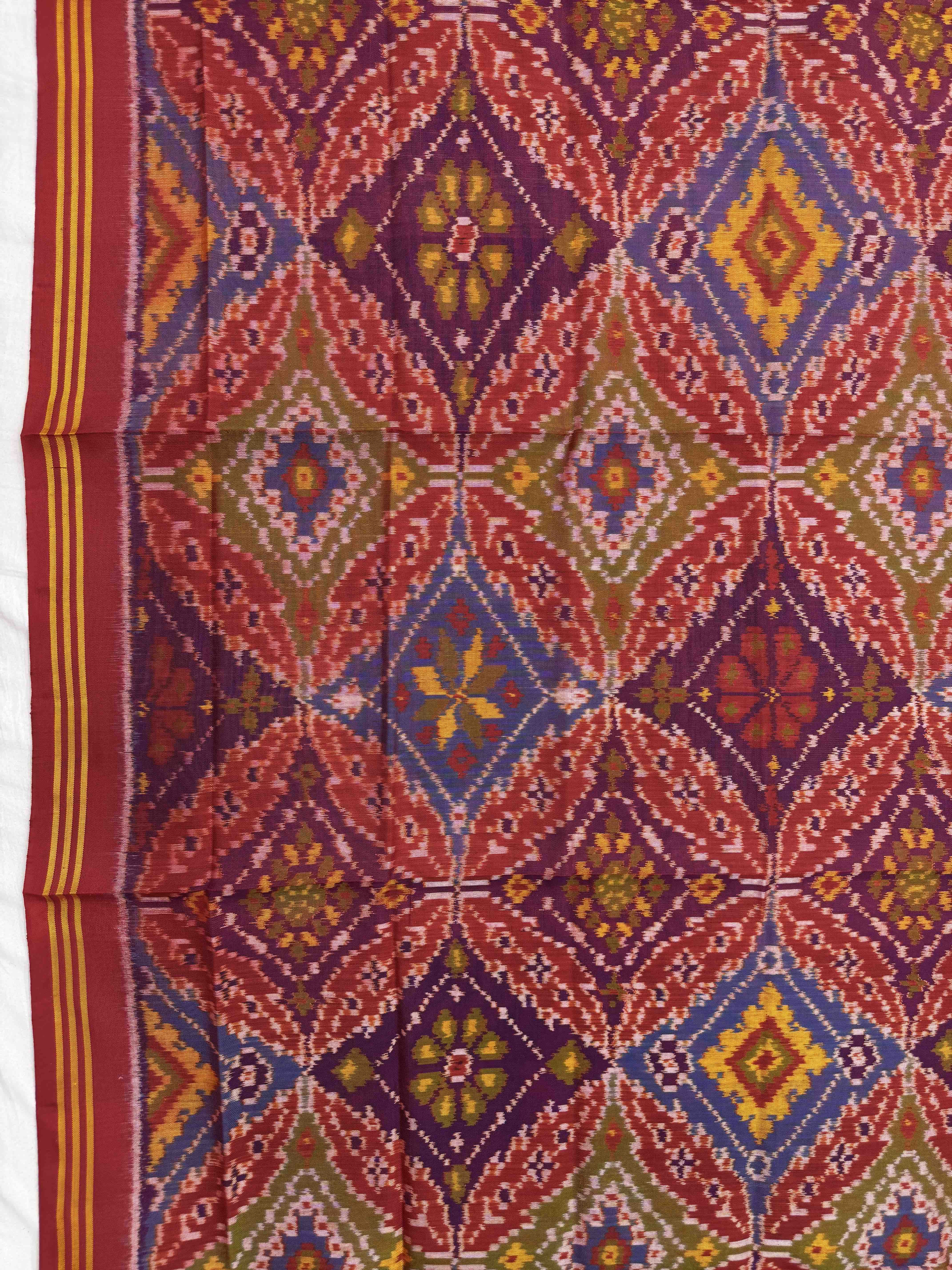 Red Multicolor Fancy Panchanda Semi Double Ikat Patola Dupatta