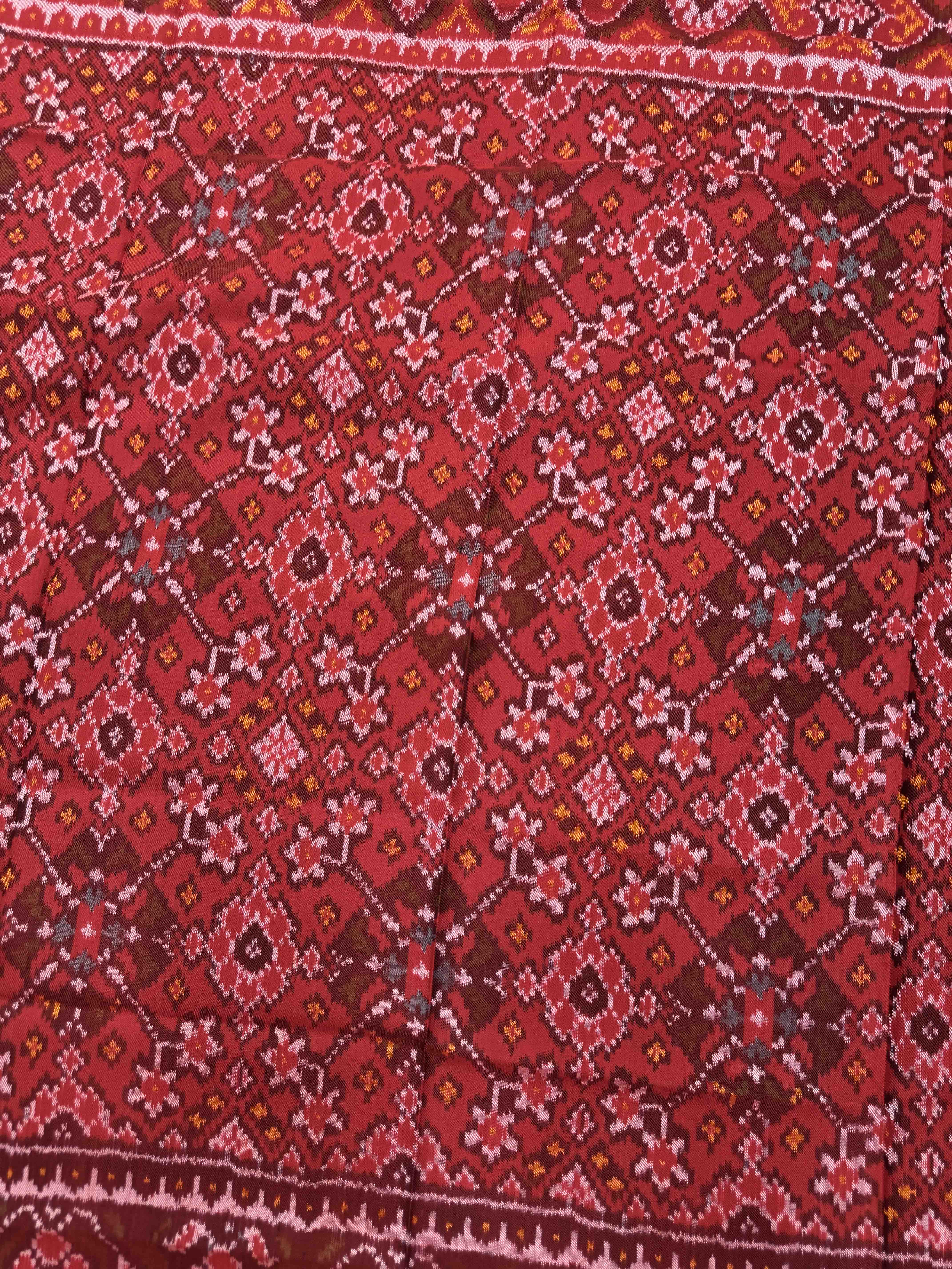 Red Navratan With Multicolor Pallu Semi Double Ikat Patola Dupatta