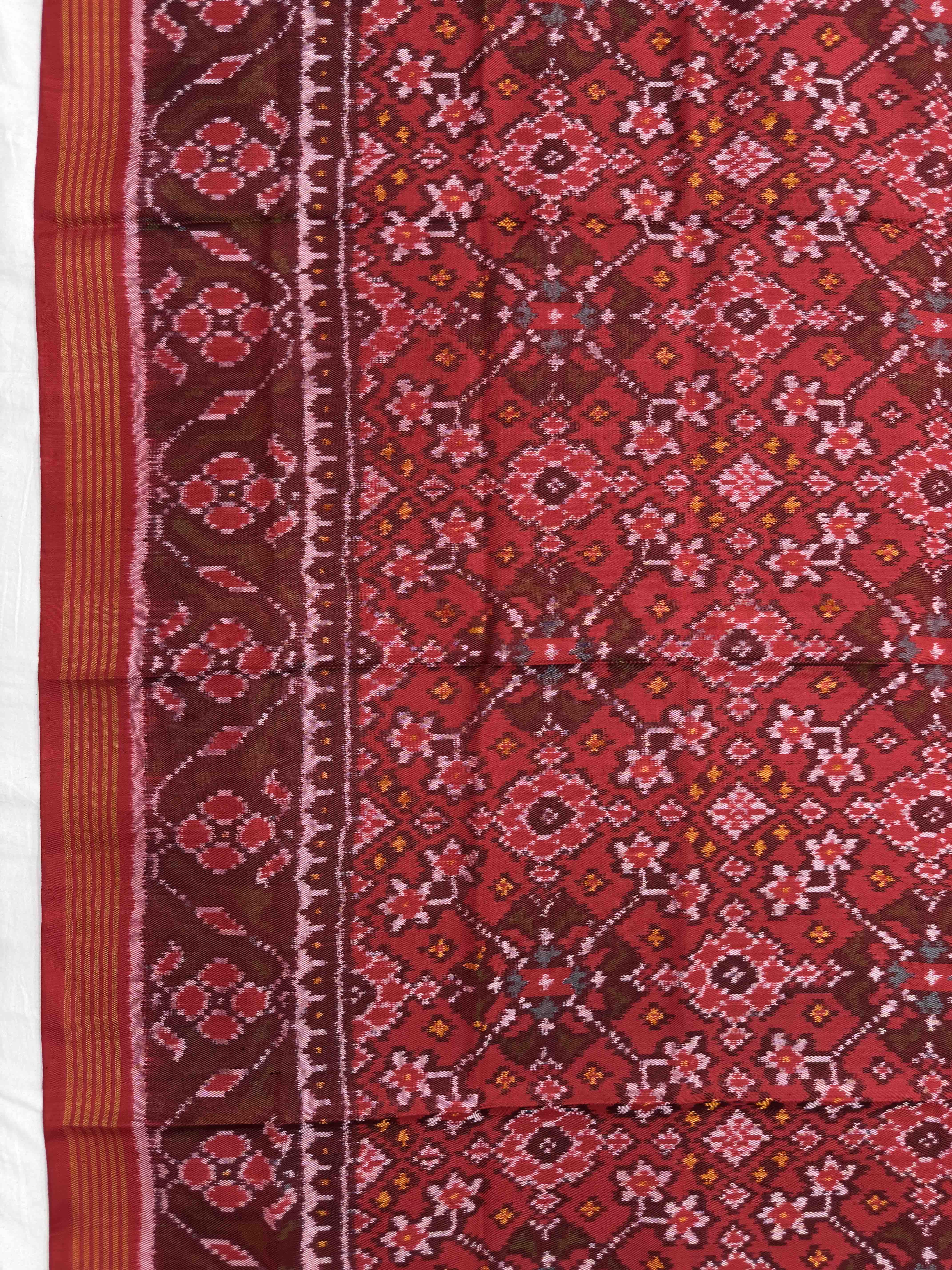 Red Navratan With Multicolor Pallu Semi Double Ikat Patola Dupatta