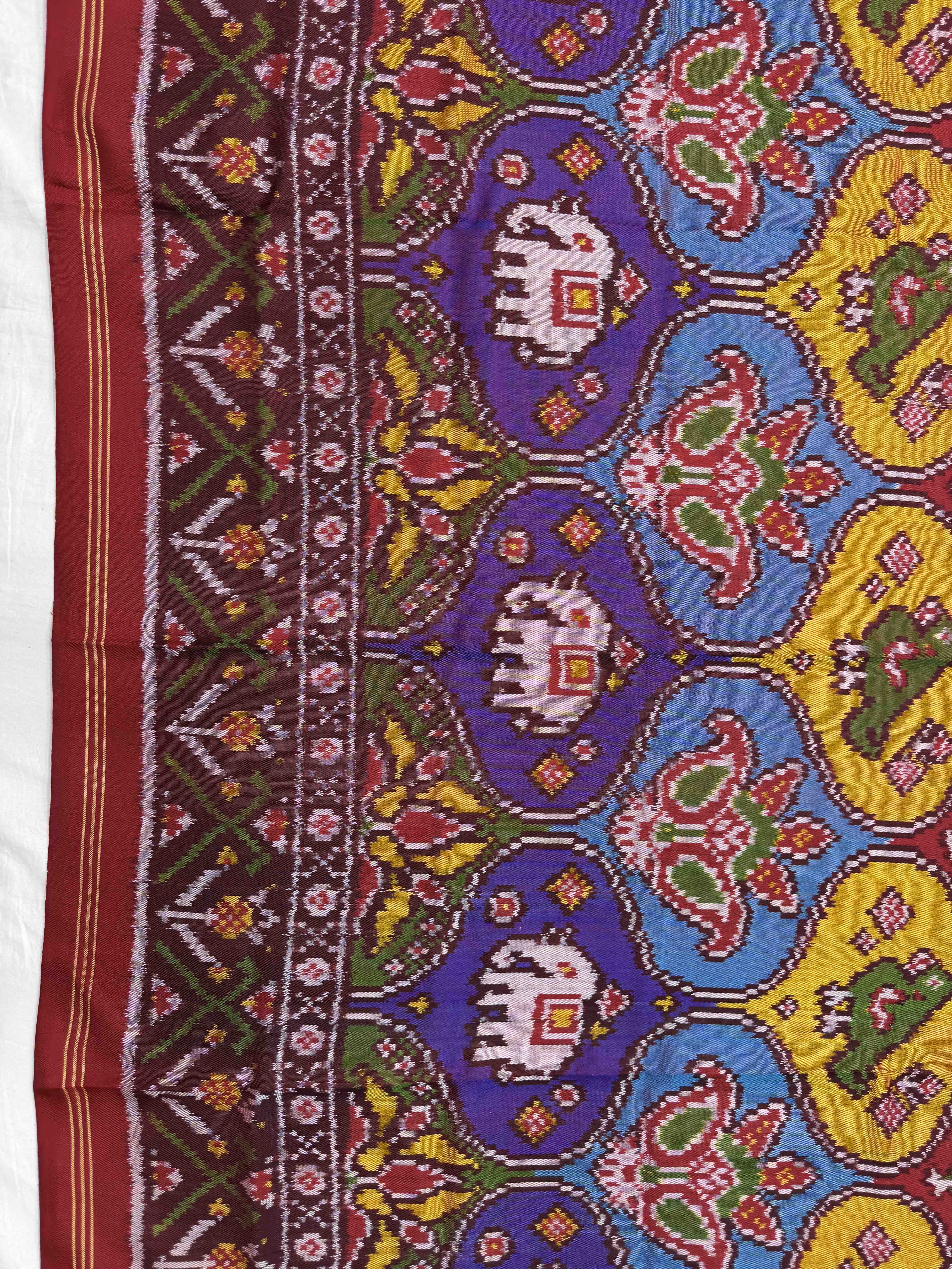 Red & Multicolor Matka Figure Motifs Semi Double Ikat Patola Dupatta