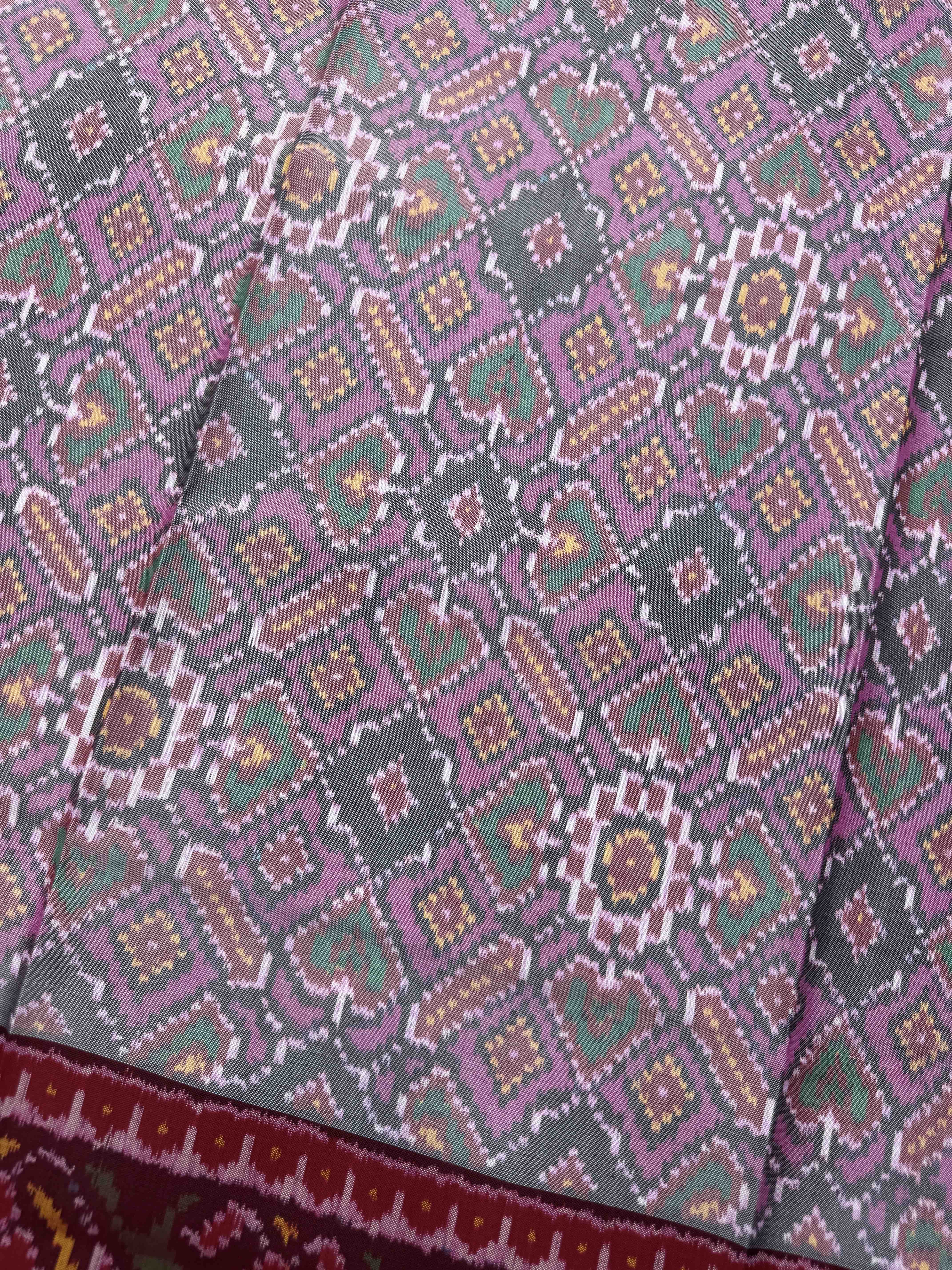 Red & Light Pink Manekchow Semi Double Ikat Patola Dupatta