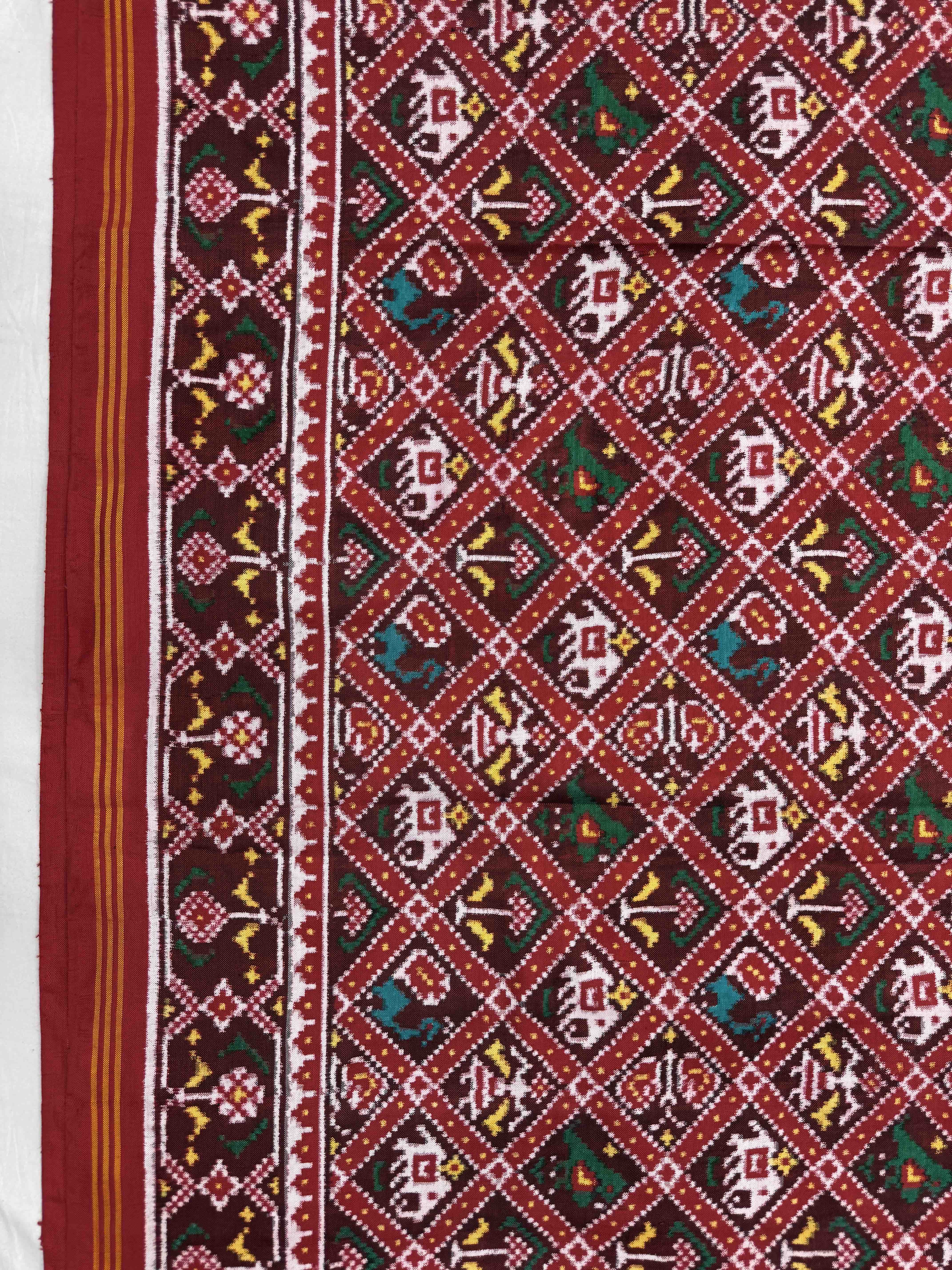 Red & Maroon Small Narikunj Double Ikat Patan Patola Saree