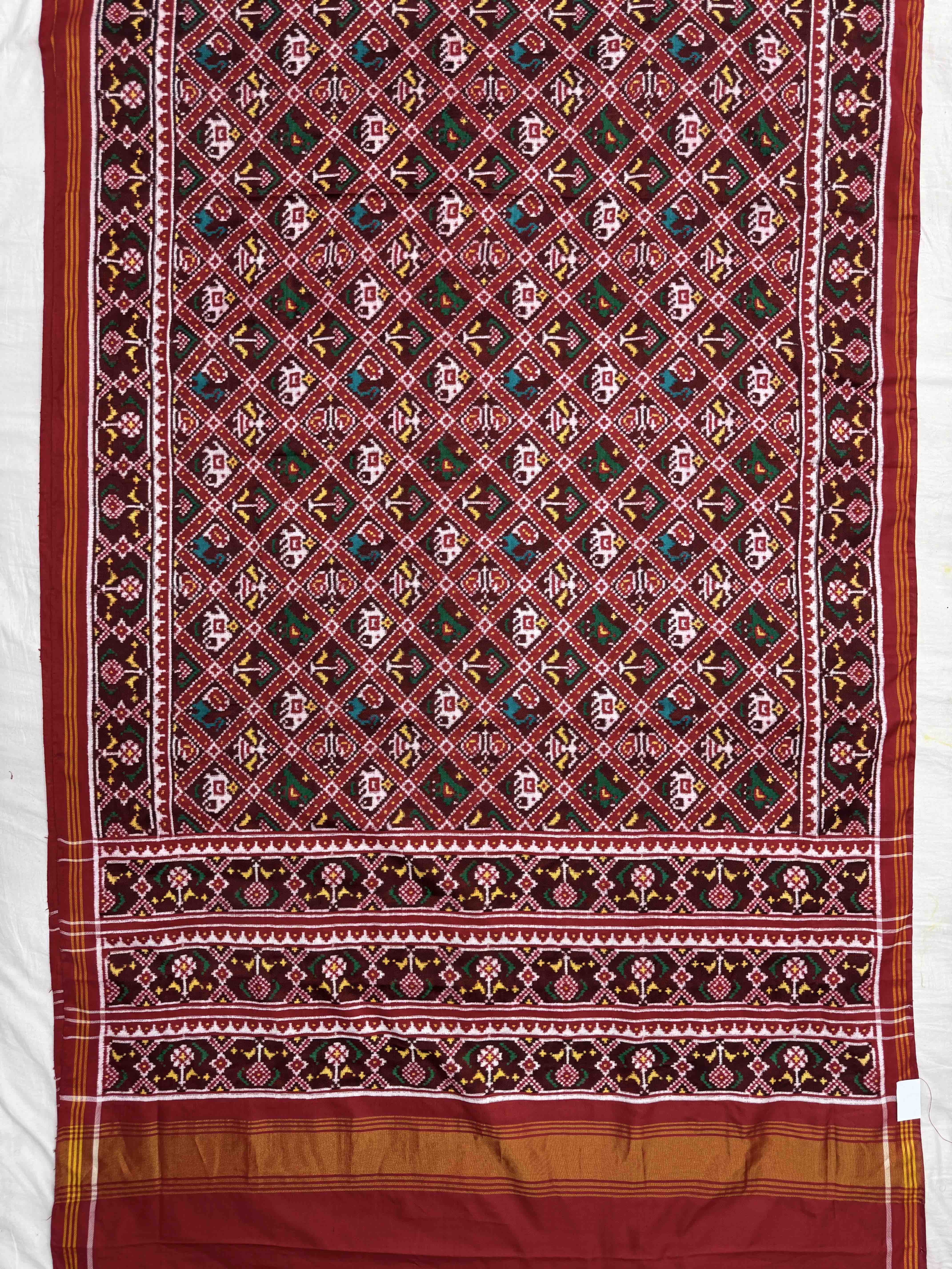 Red & Maroon Small Narikunj Double Ikat Patan Patola Saree