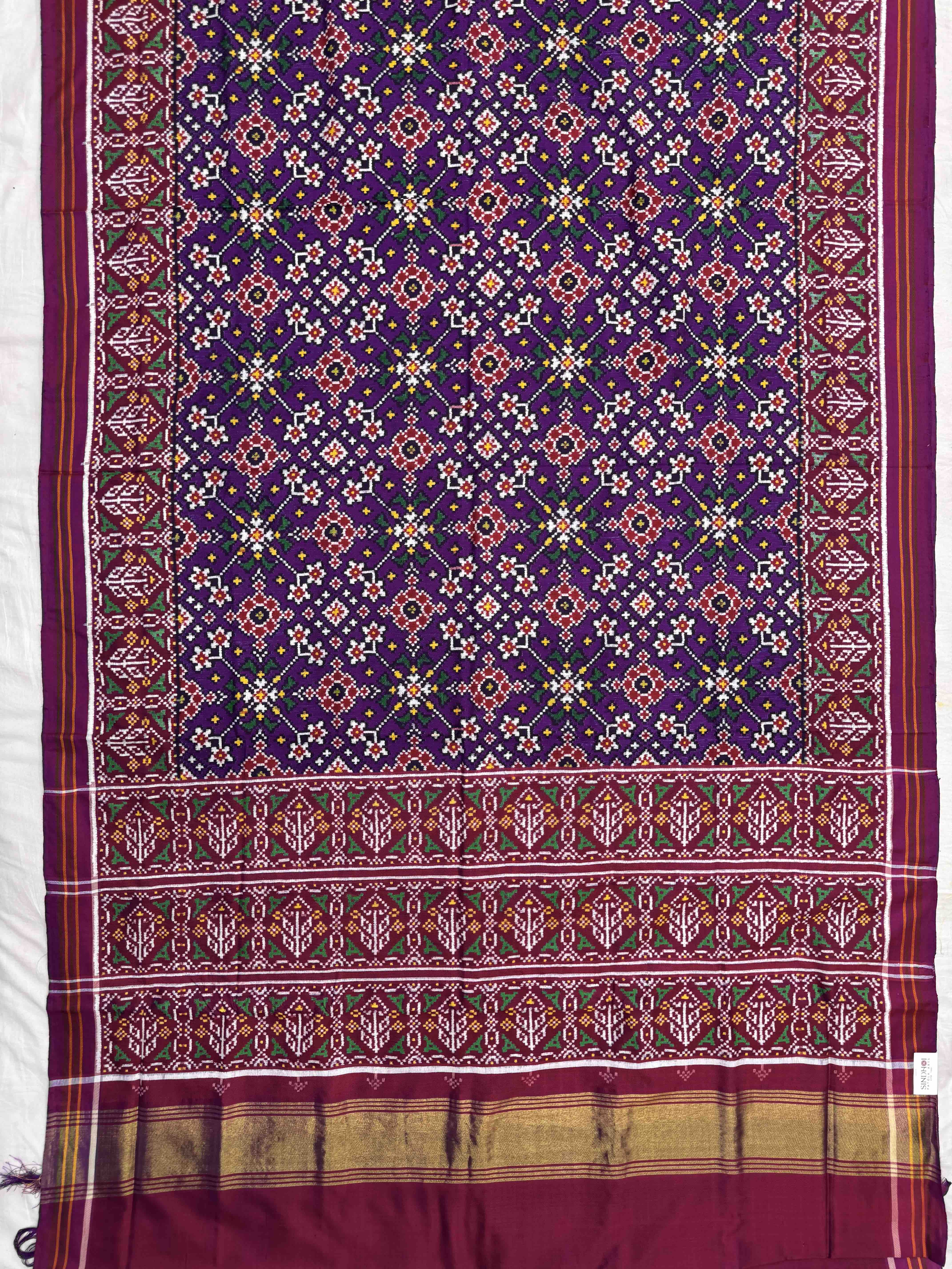 Magenta & Purple Navratan Doulble Ikat Patan Patola Saree