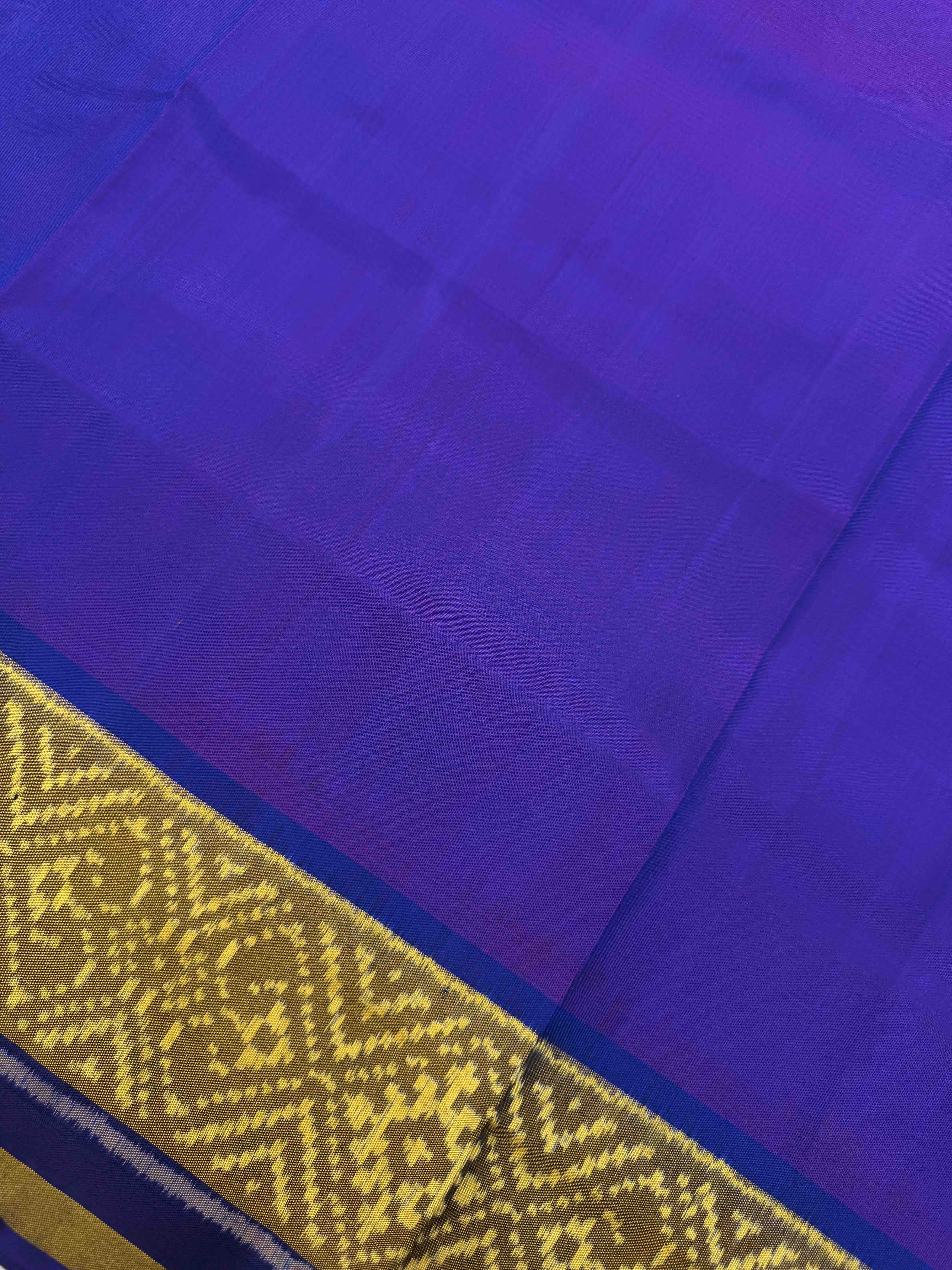 Blue & Purplish Blue Shaded Plain Patola Saree