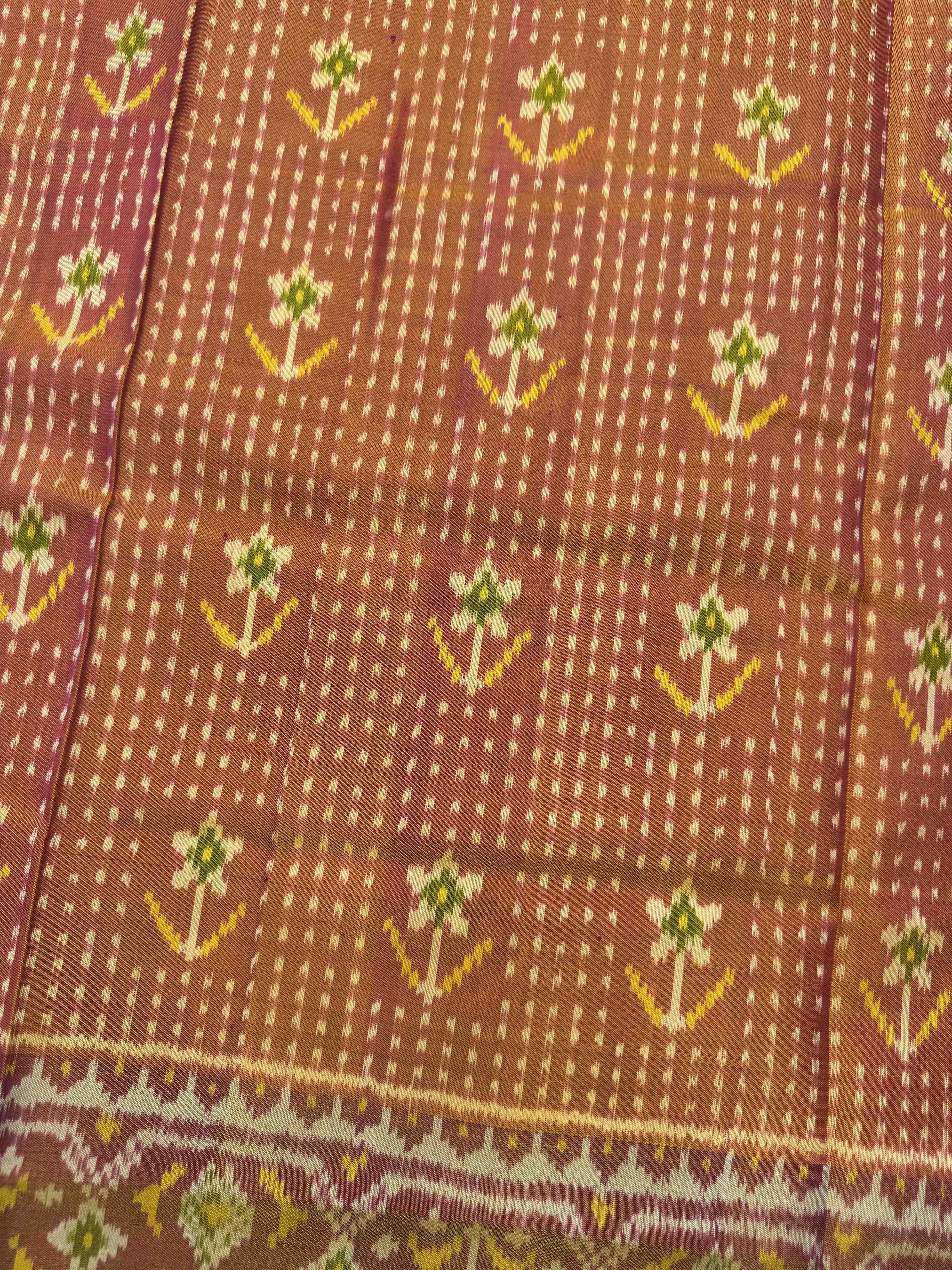 Peach Small Flower with Doted Patola Saree