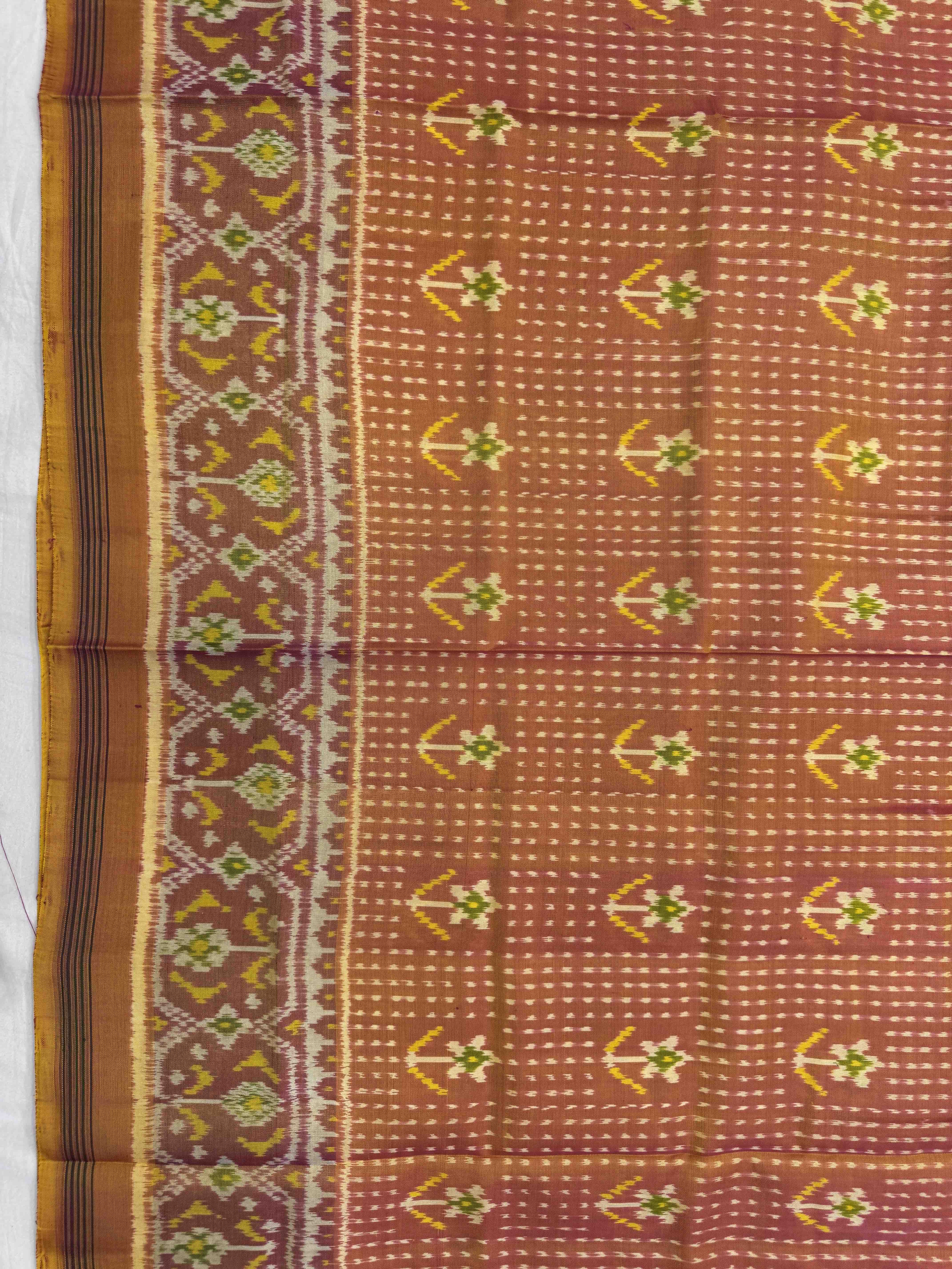 Peach Small Flower with Doted Patola Saree