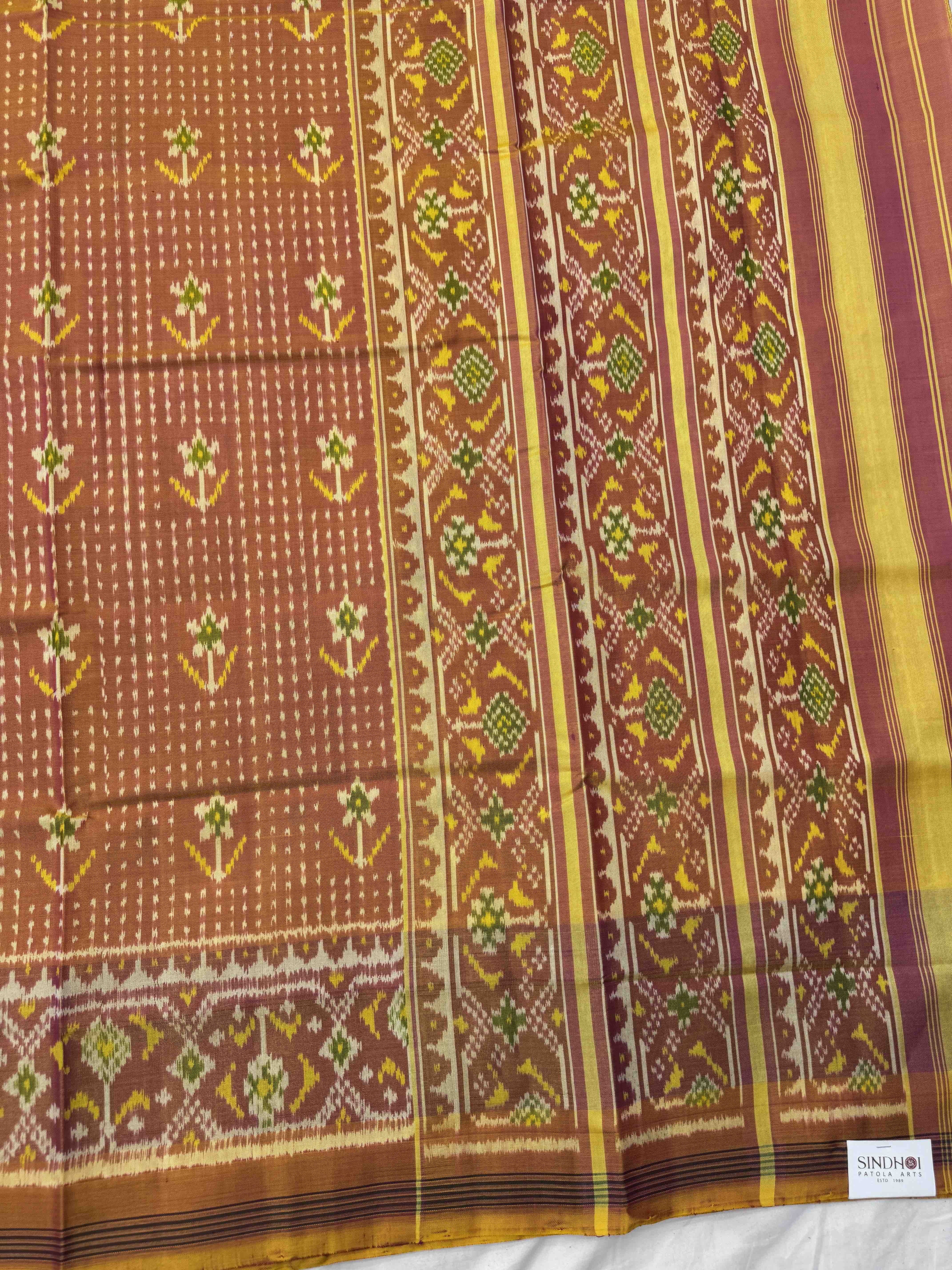 Peach Small Flower with Doted Patola Saree