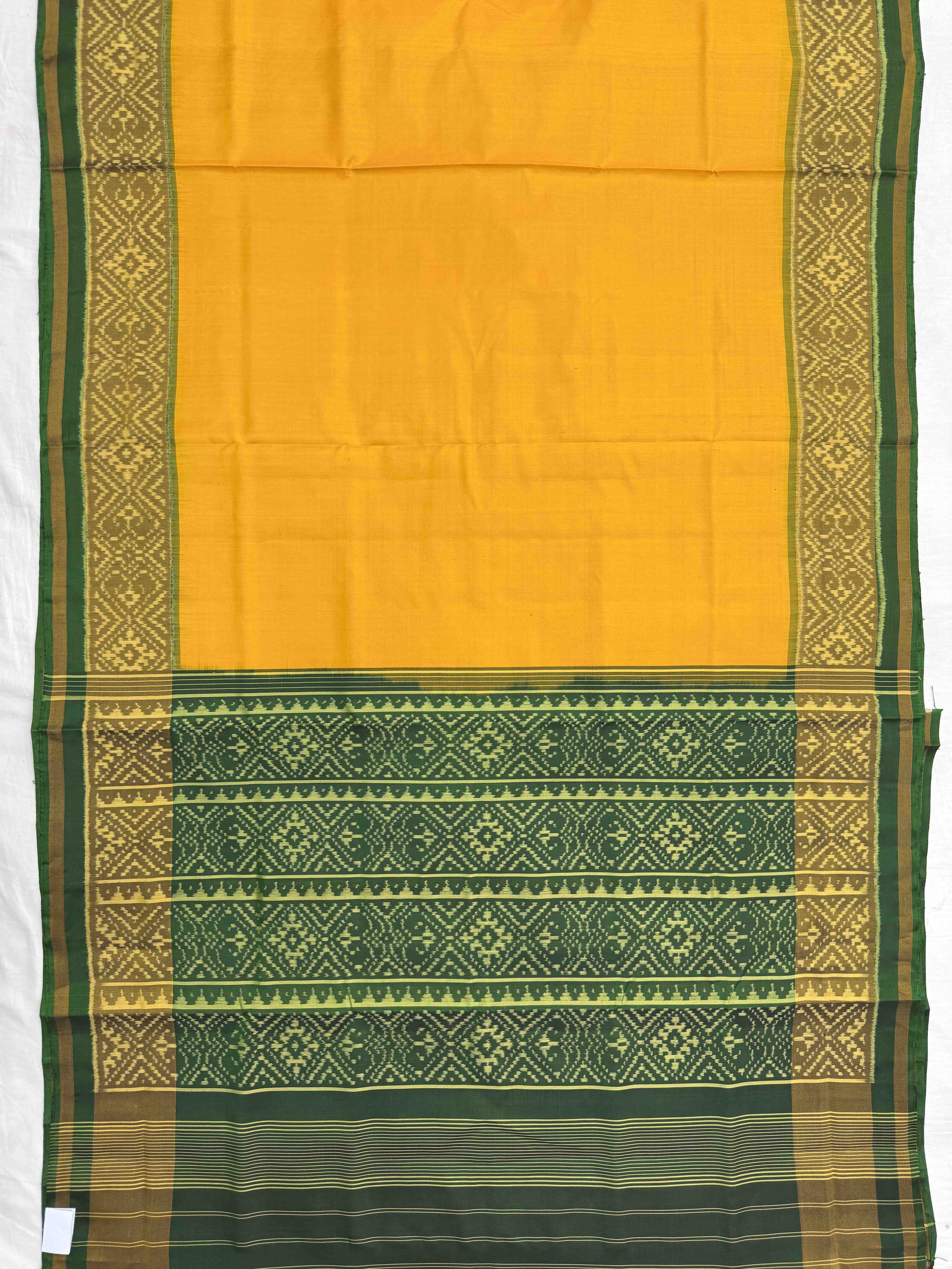 Green & Yellow Plain Patola Saree