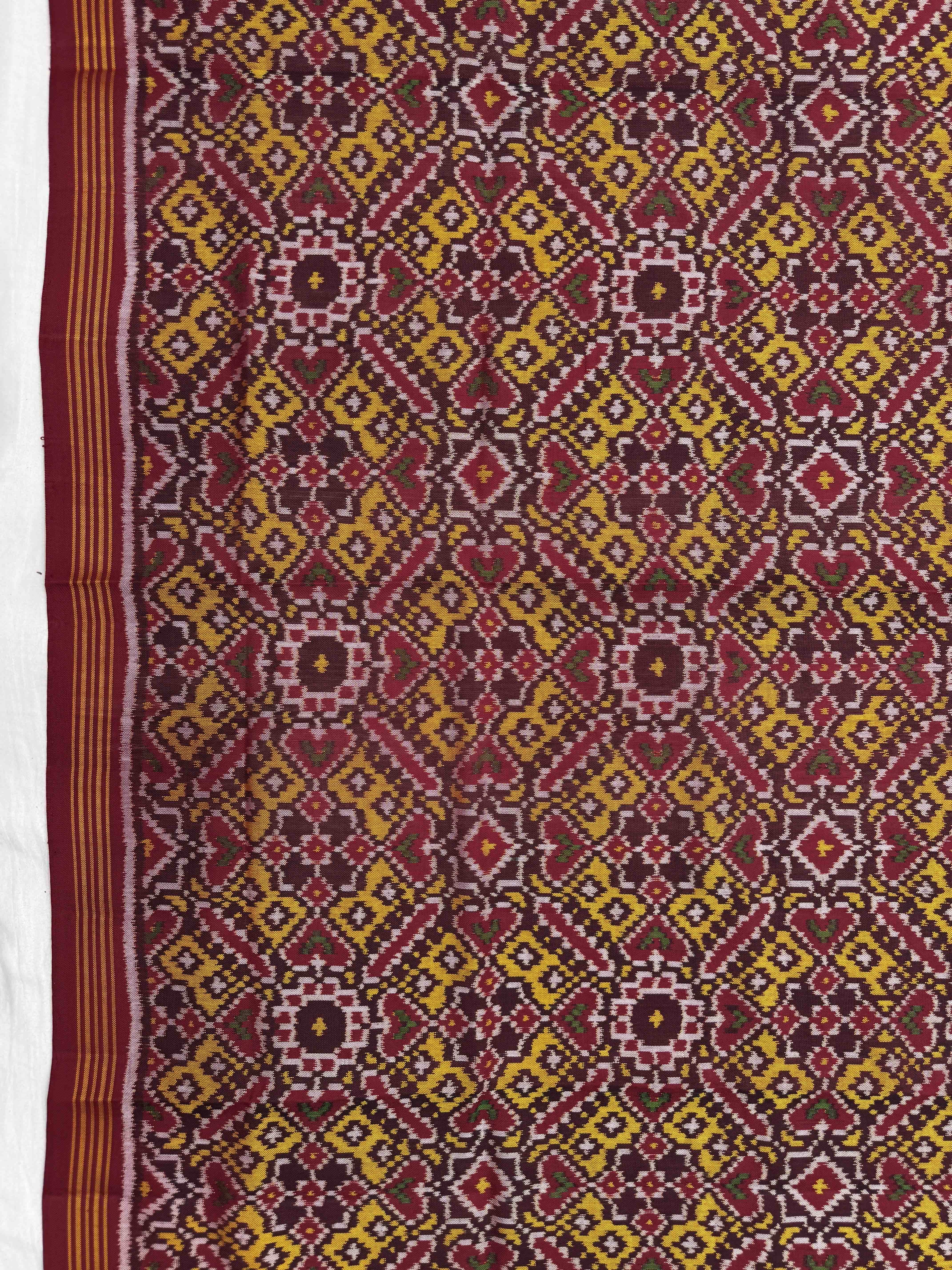 Red & Yellow Manekchowk Semi Double Ikat Patola Dupatta