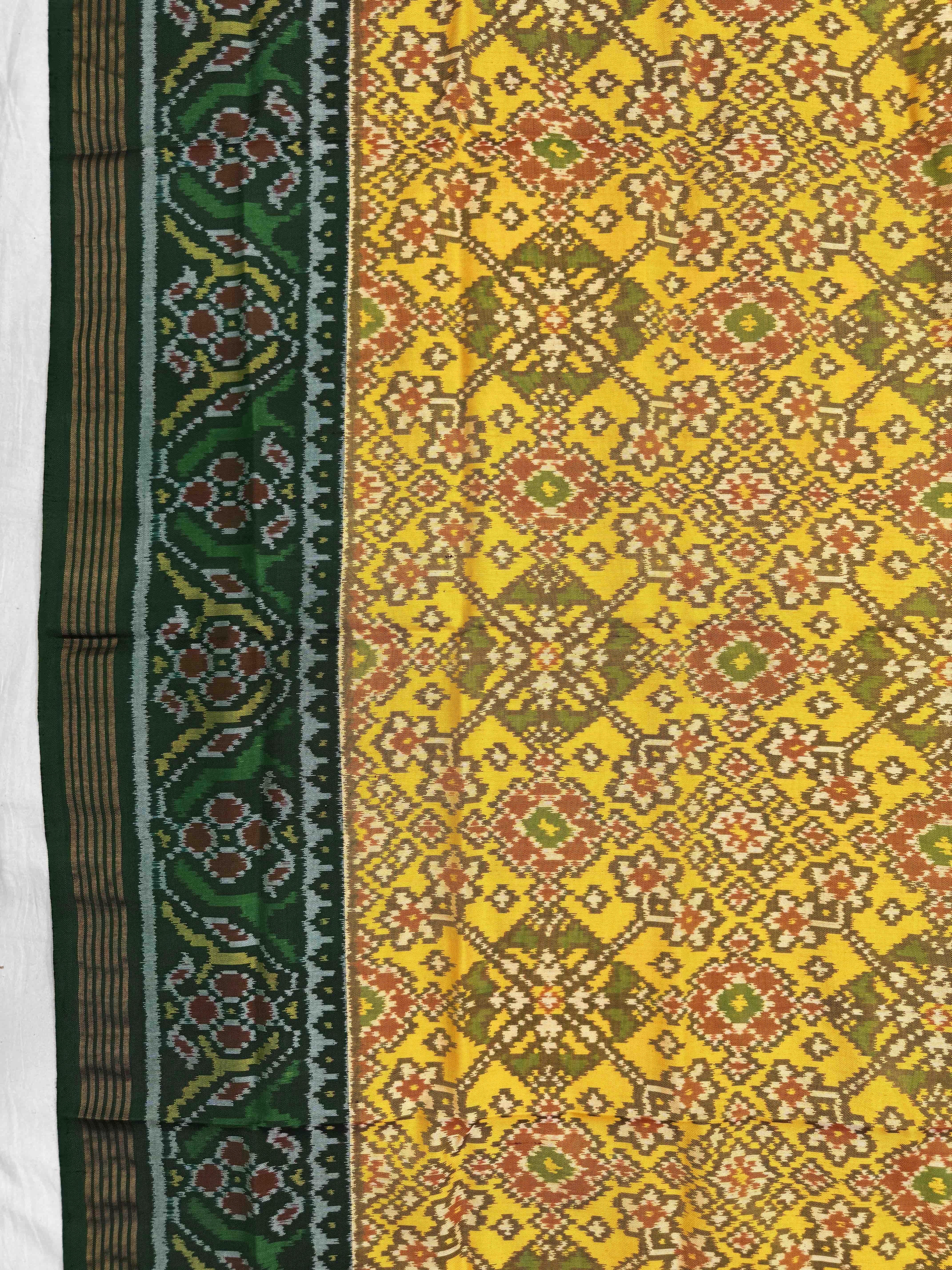 Yellow Ganga Jamuna Navratan Semi Double Ikat Patola Dupatta