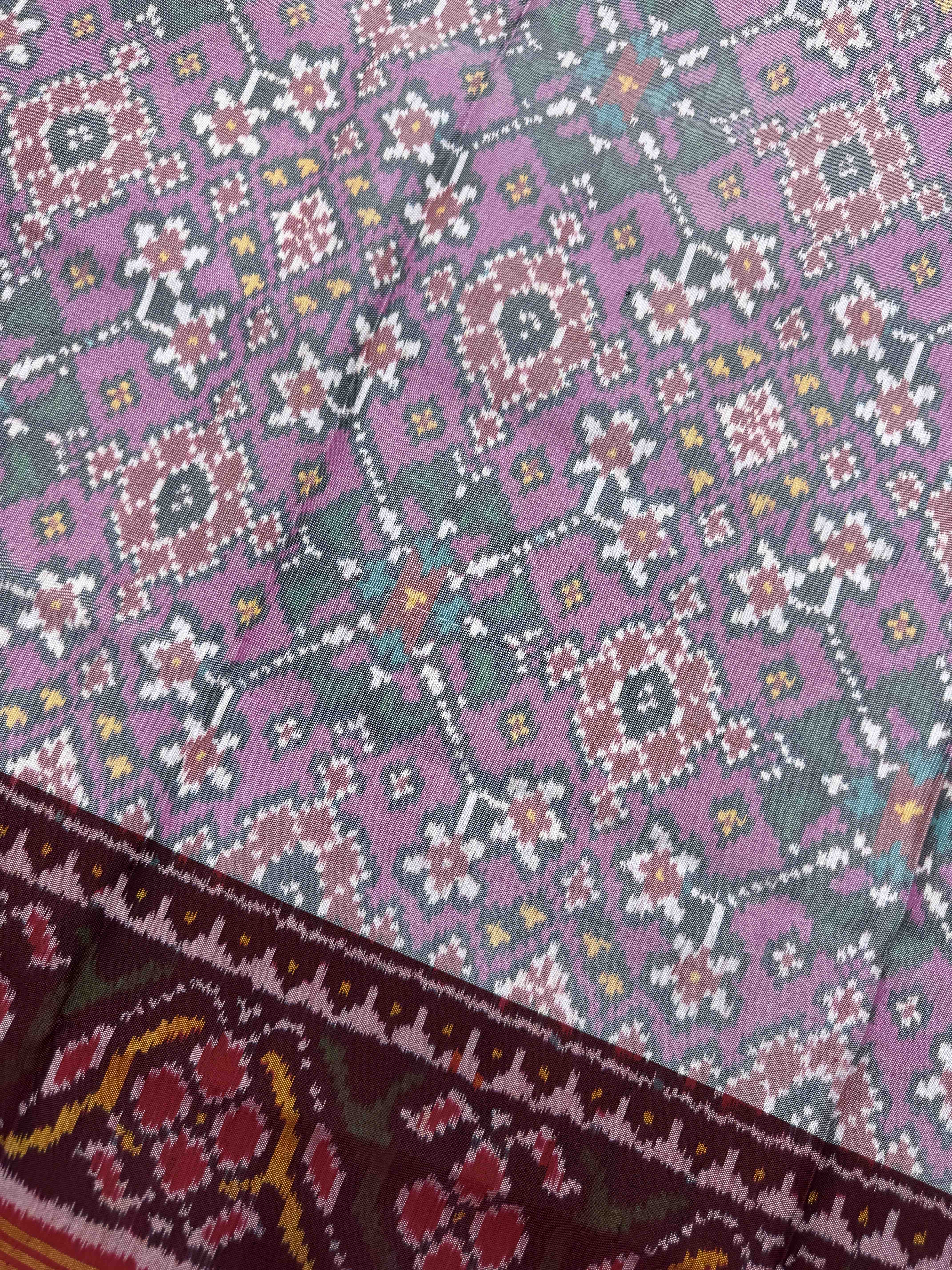 Red & Light Pink Navratan with Multicolor Pallu Semi Double Ikat Patola Dupatta