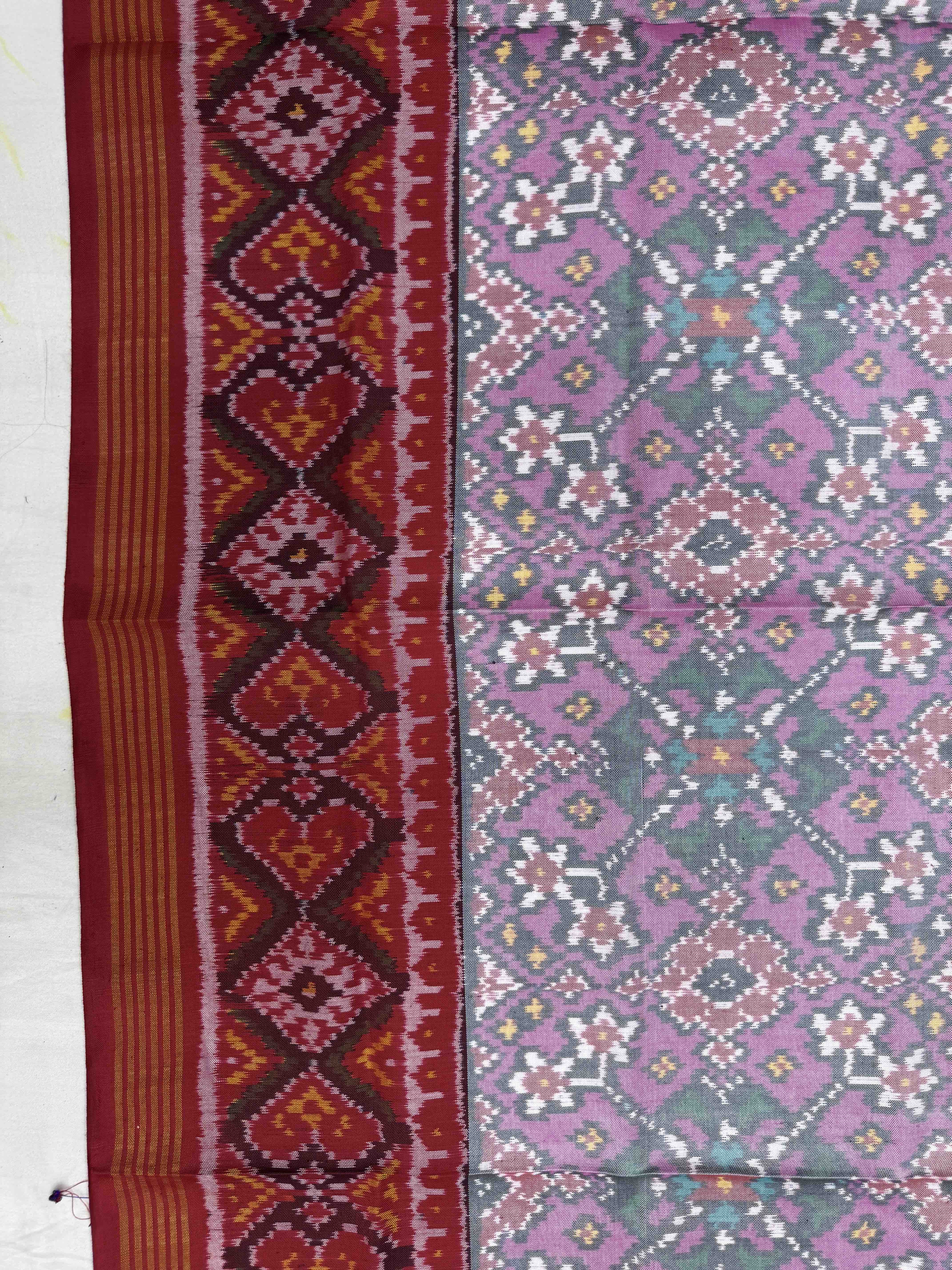 Red & Light Pink Navratan with Multicolor Pallu Semi Double Ikat Patola Dupatta