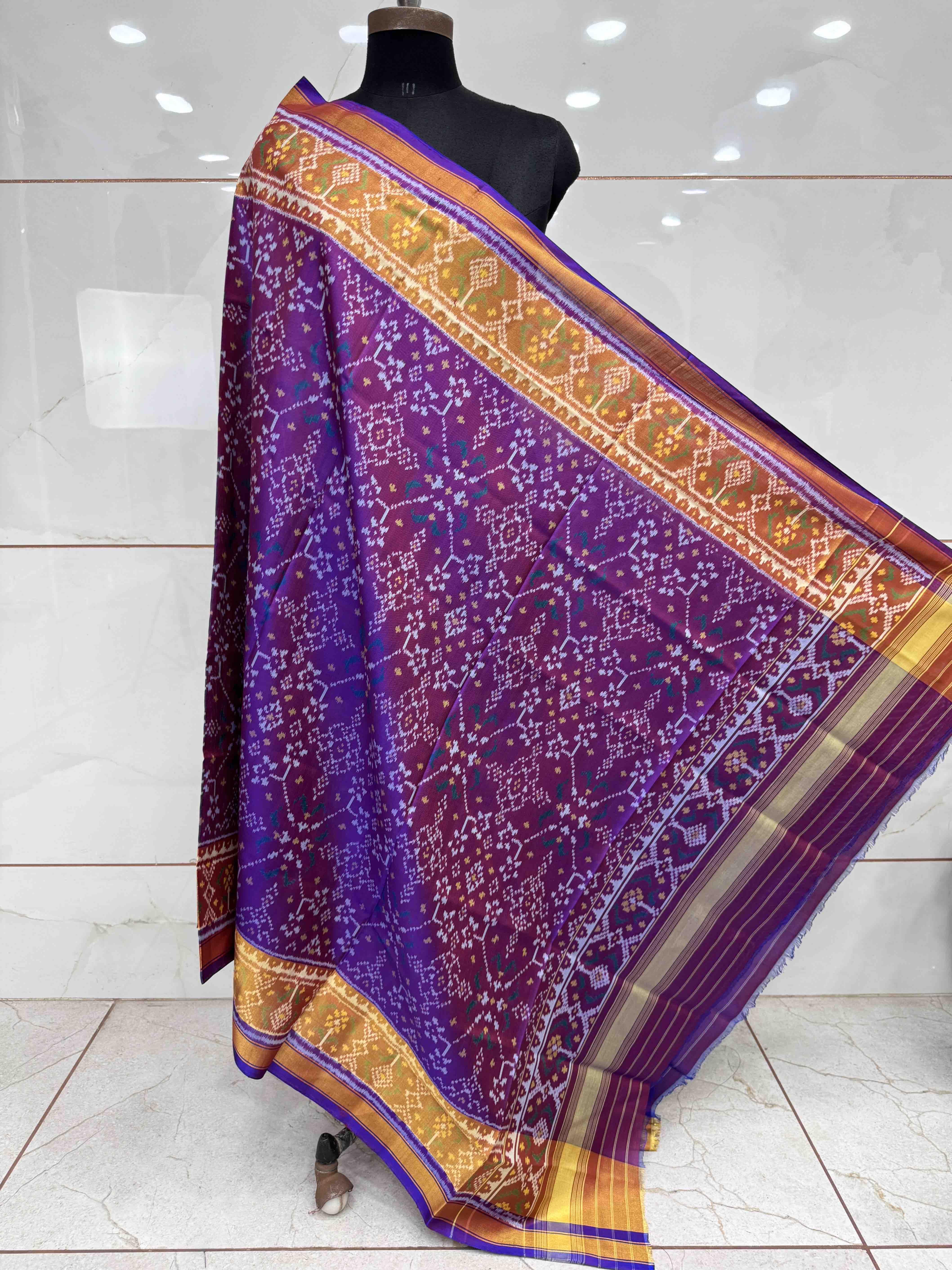 Purple Blue Shaded Navratan Patola Dupatta