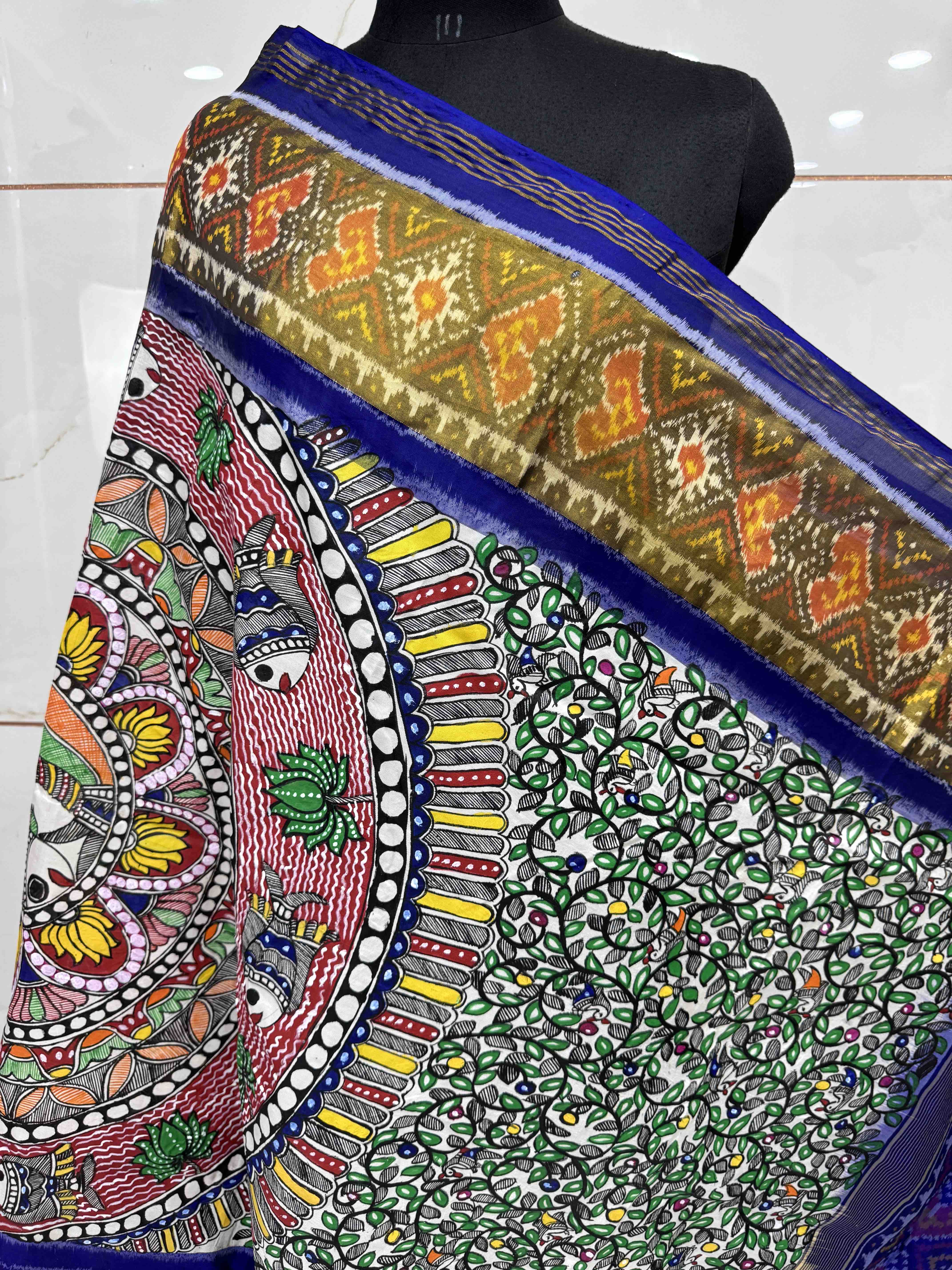 Blue with Madhubani Painting Patola Dupatta