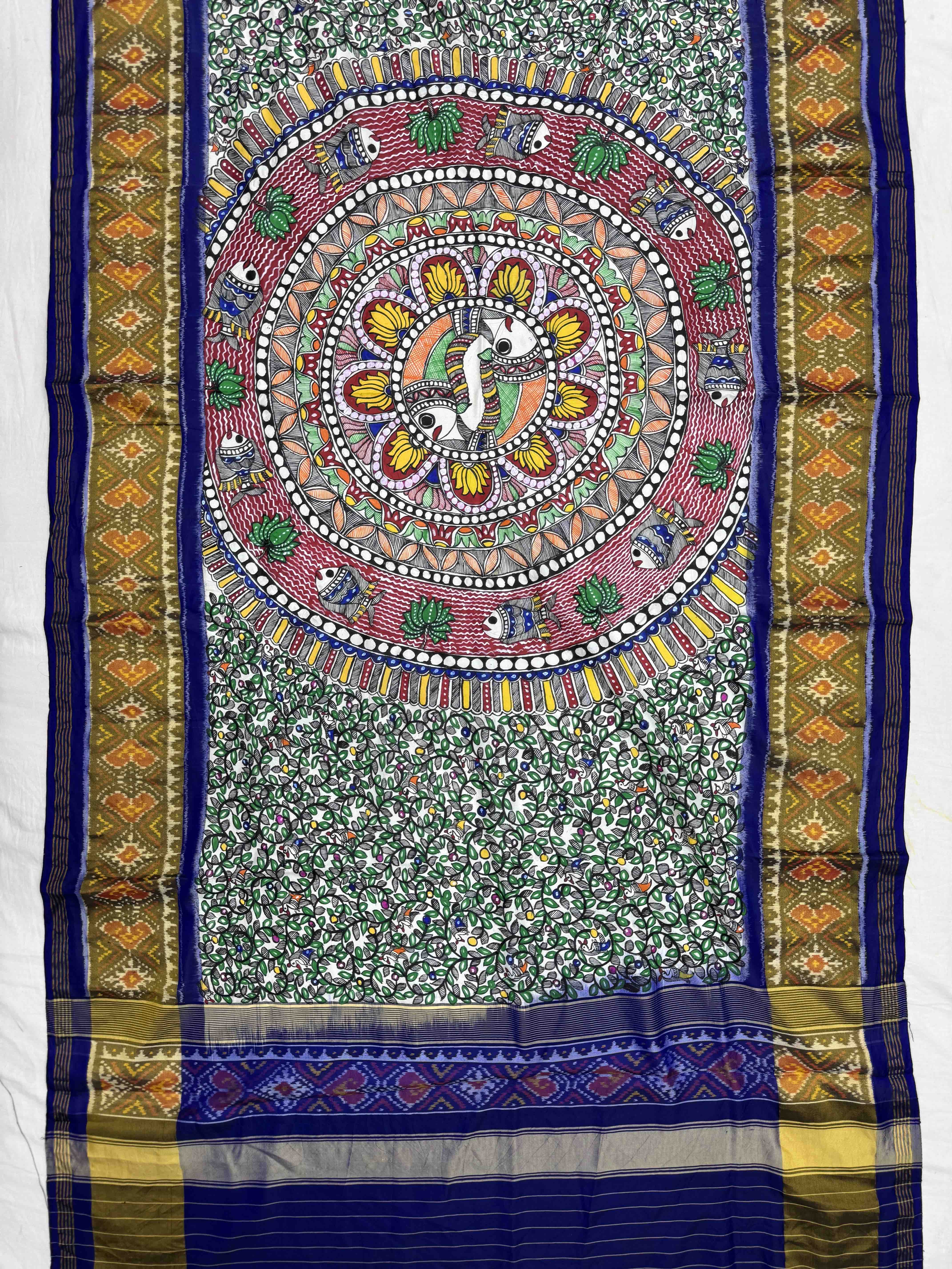 Blue with Madhubani Painting Patola Dupatta