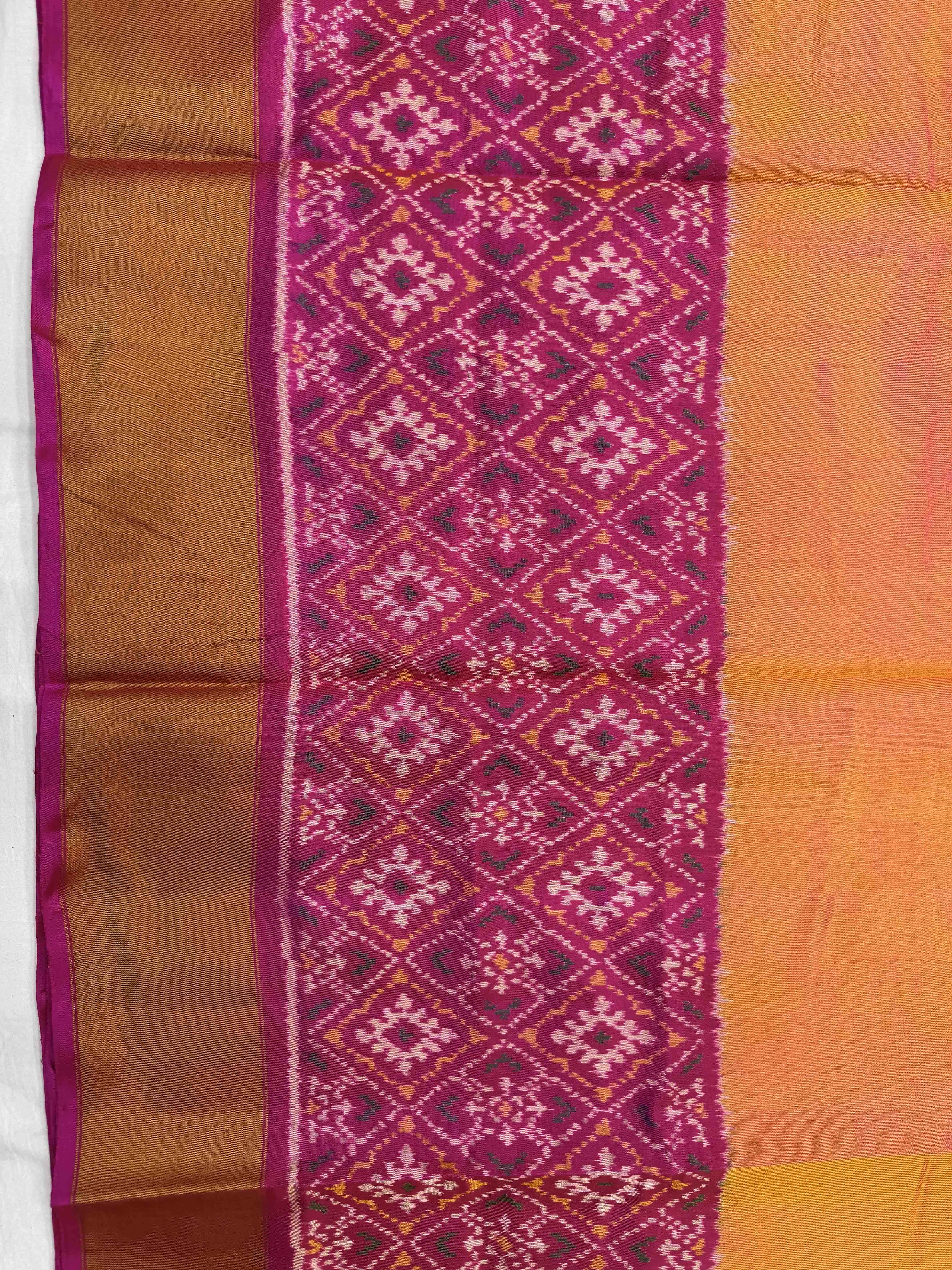 Pink and Peach Orage Panchanda Scut Border Patola Lehenga Choli