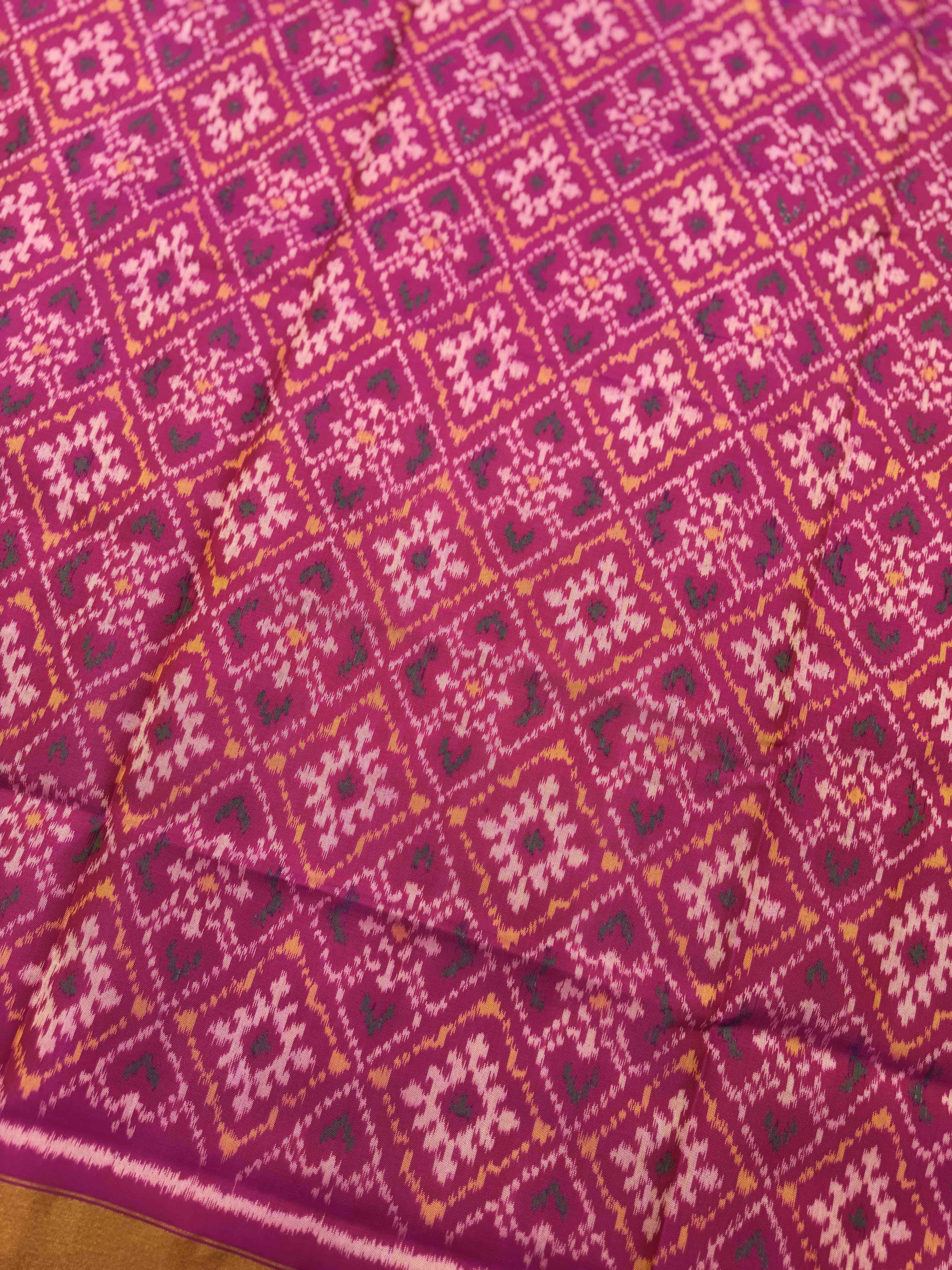 Pink and Peach Orage Panchanda Scut Border Patola Lehenga Choli