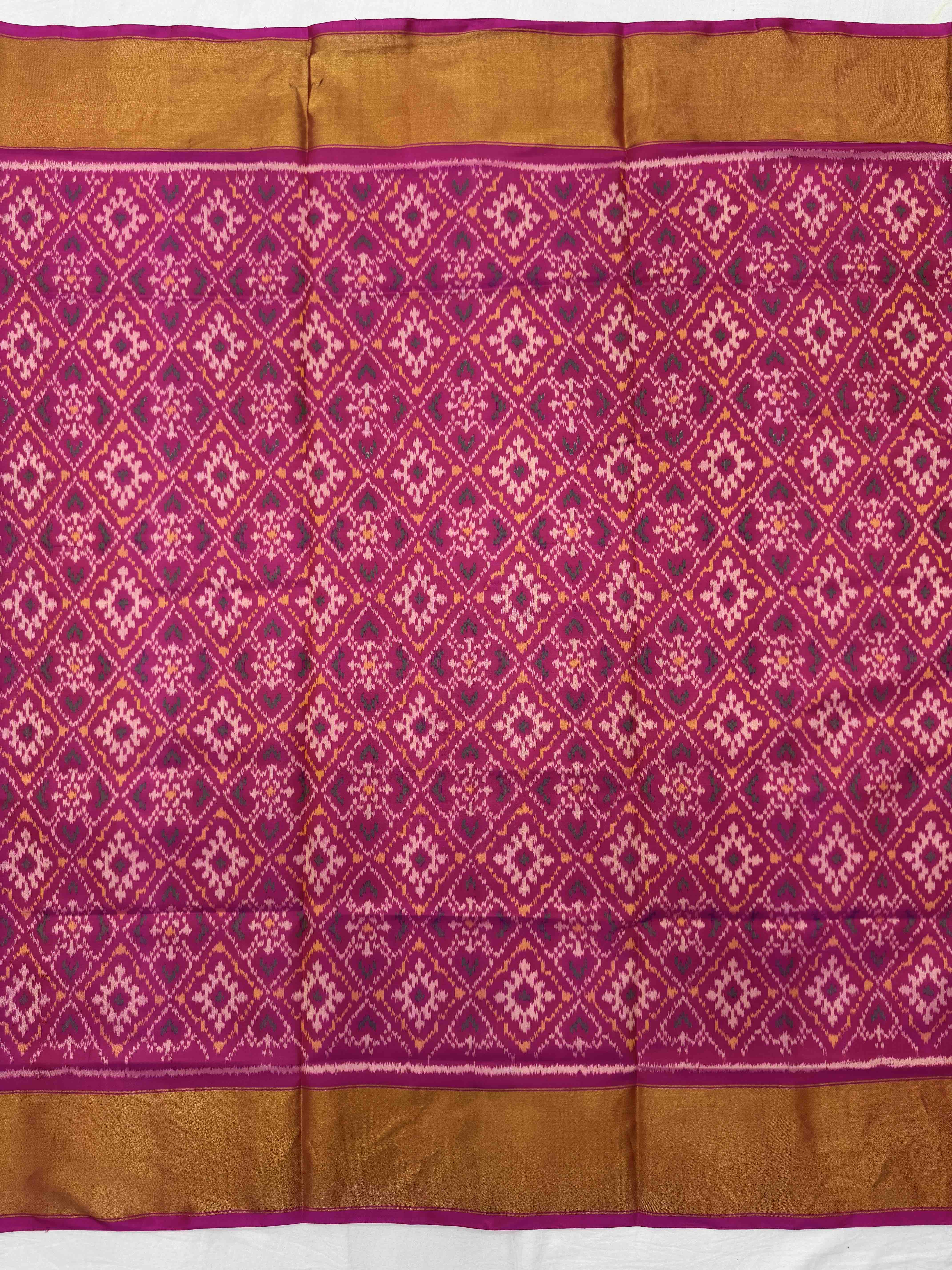 Pink and Peach Orage Panchanda Scut Border Patola Lehenga Choli