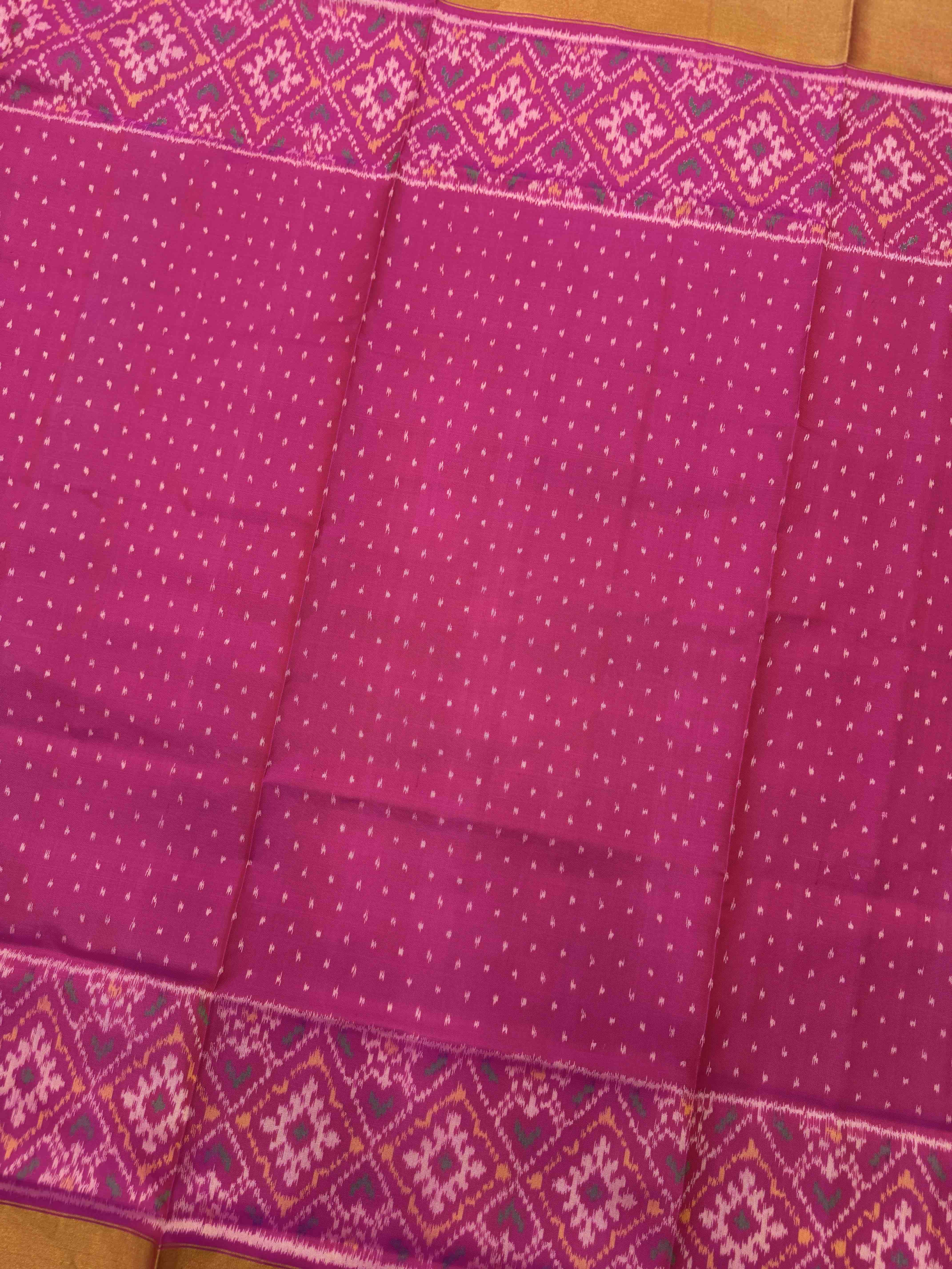 Pink and Peach Orage Panchanda Scut Border Patola Lehenga Choli