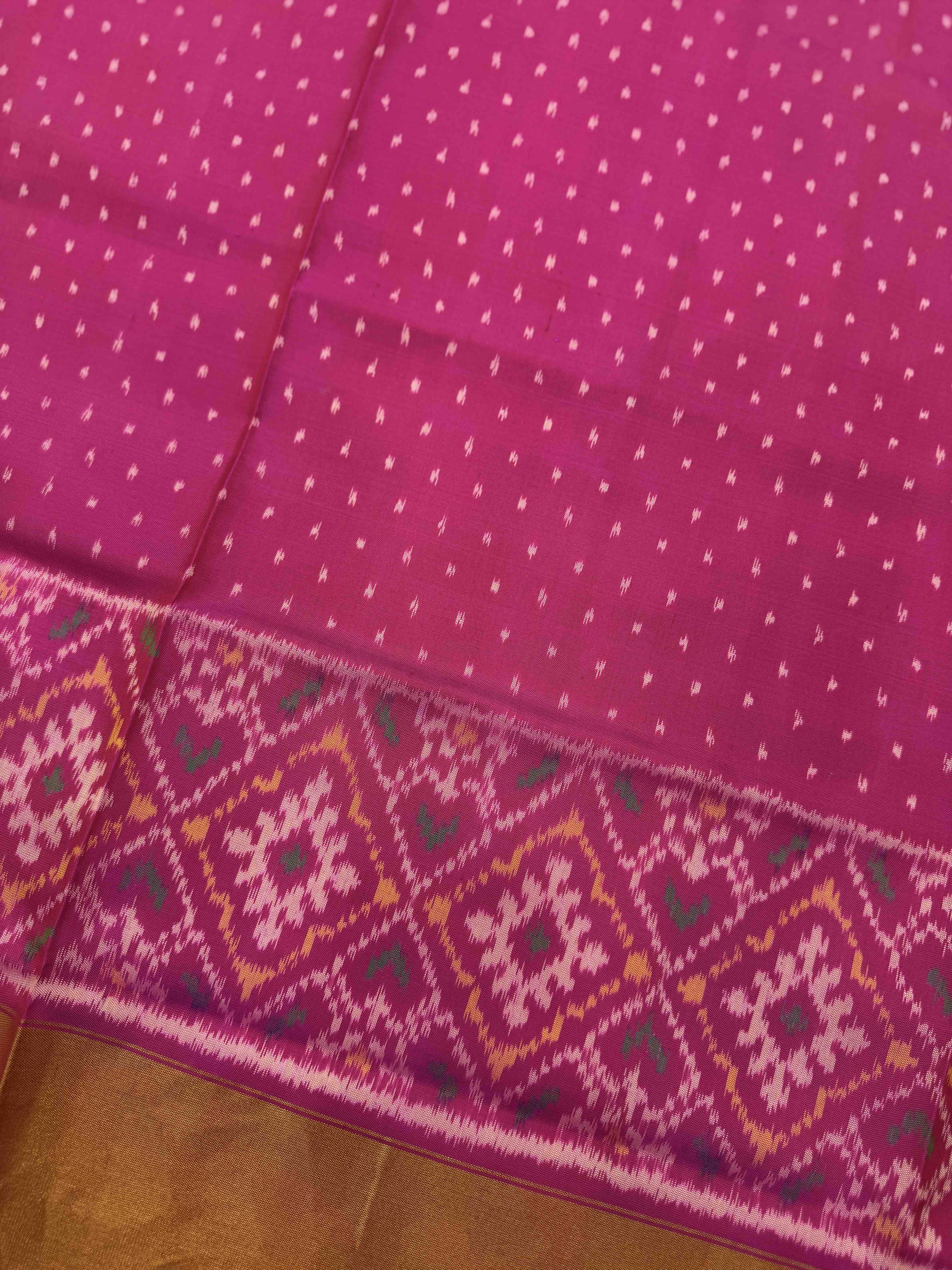 Pink and Peach Orage Panchanda Scut Border Patola Lehenga Choli