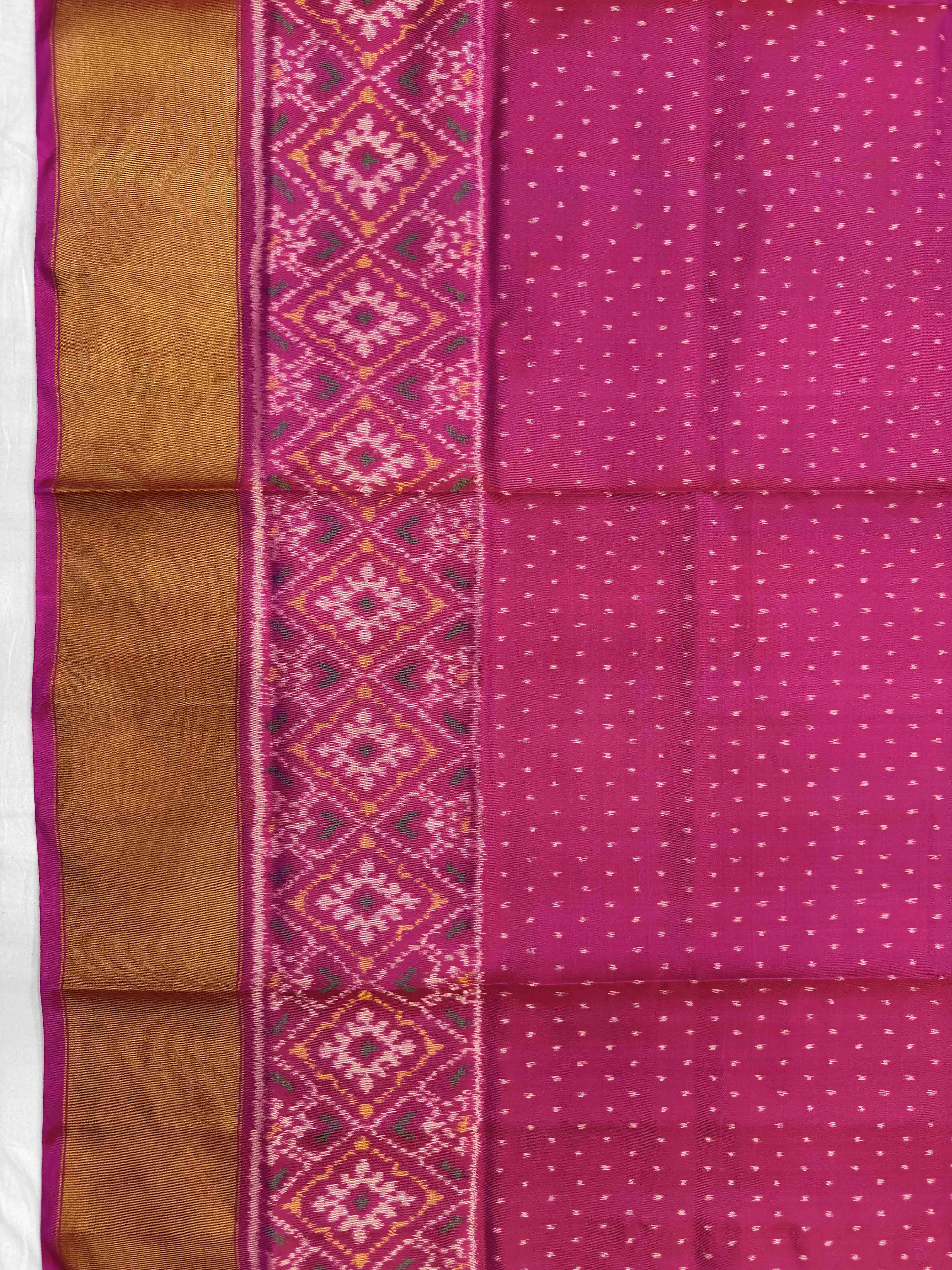 Pink and Peach Orage Panchanda Scut Border Patola Lehenga Choli