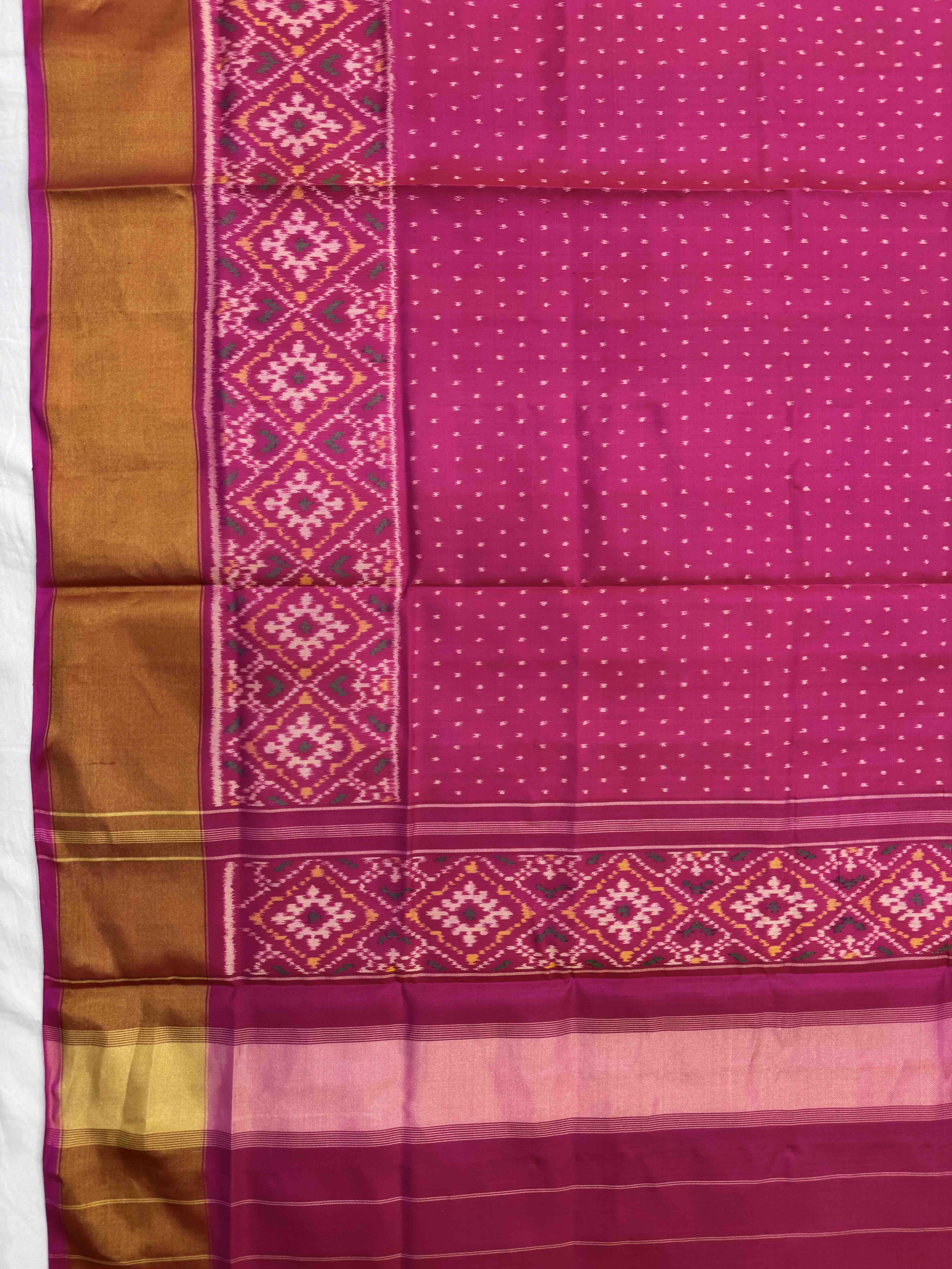 Pink and Peach Orage Panchanda Scut Border Patola Lehenga Choli