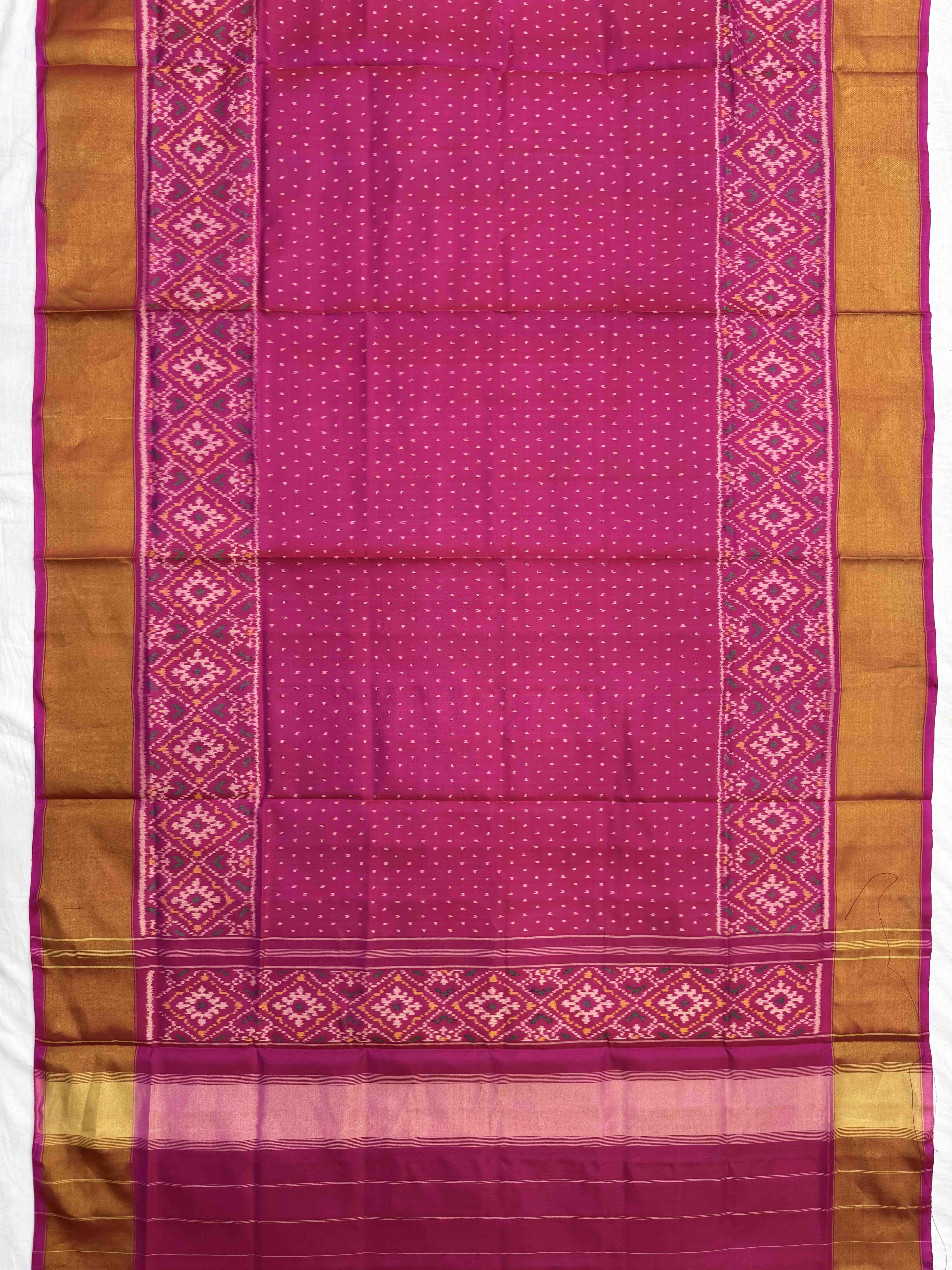 Pink and Peach Orage Panchanda Scut Border Patola Lehenga Choli