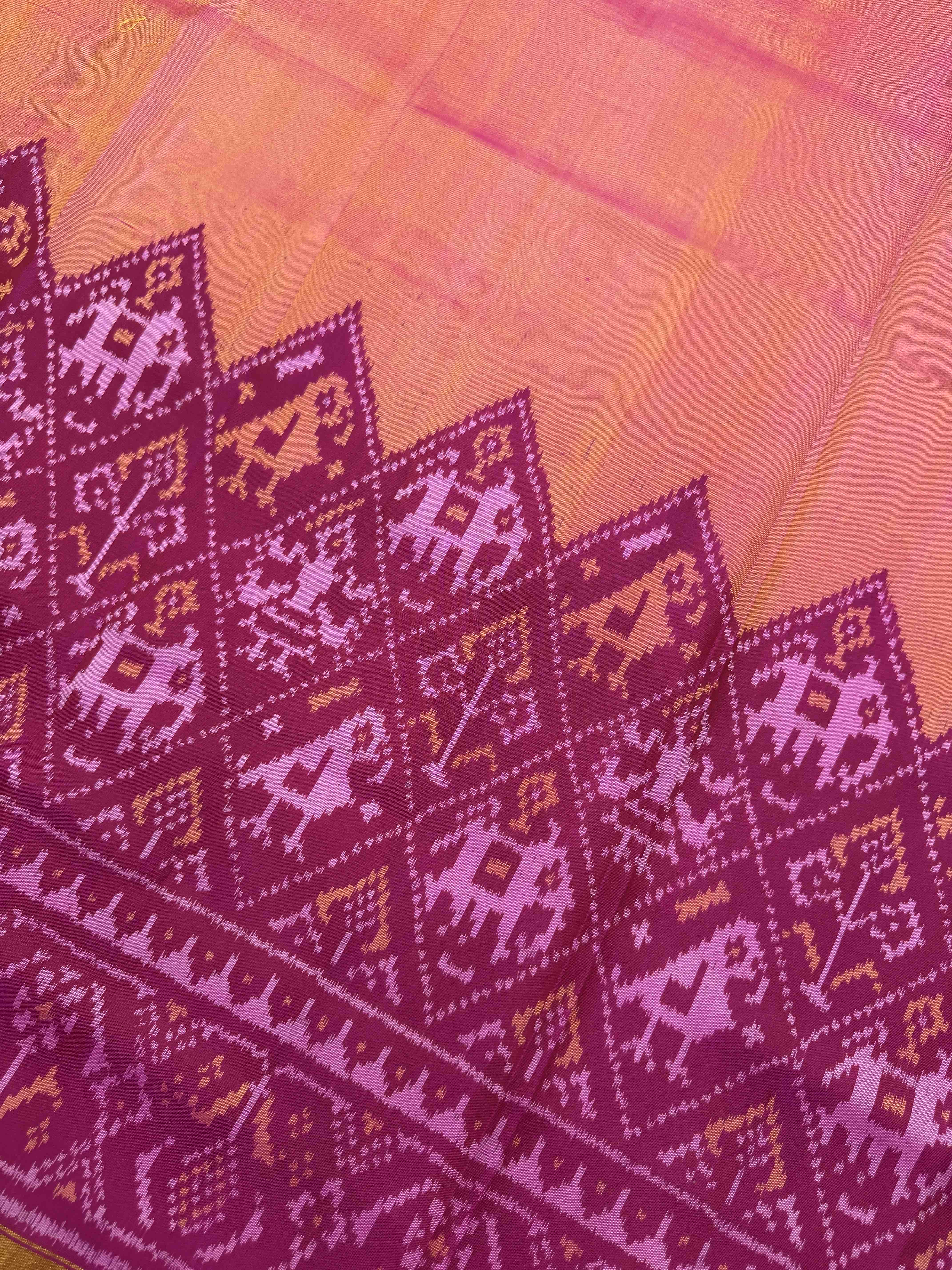 Pink and Peach Narikunj Scut Border Patola Lehenga Choli
