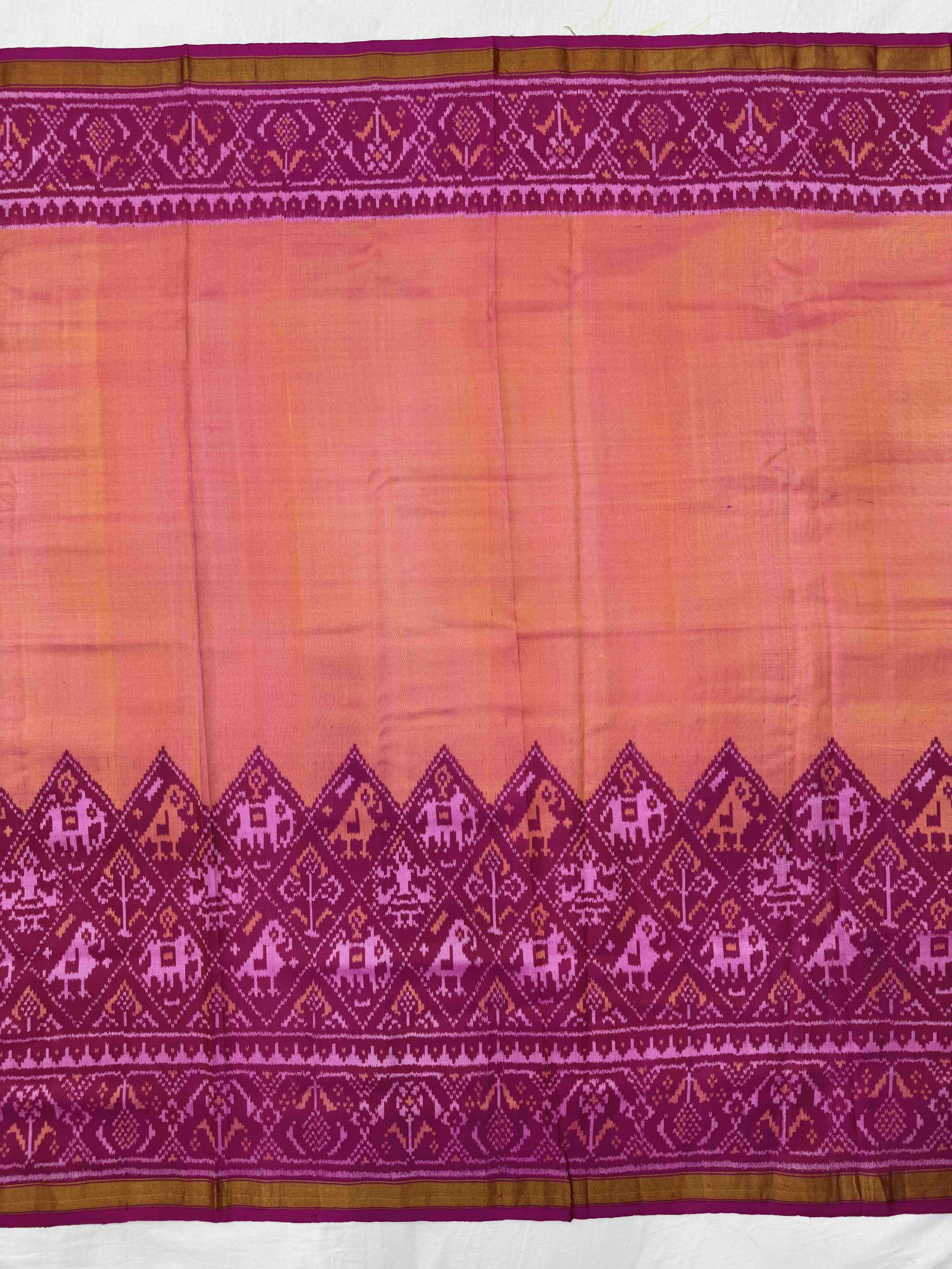 Pink and Peach Narikunj Scut Border Patola Lehenga Choli