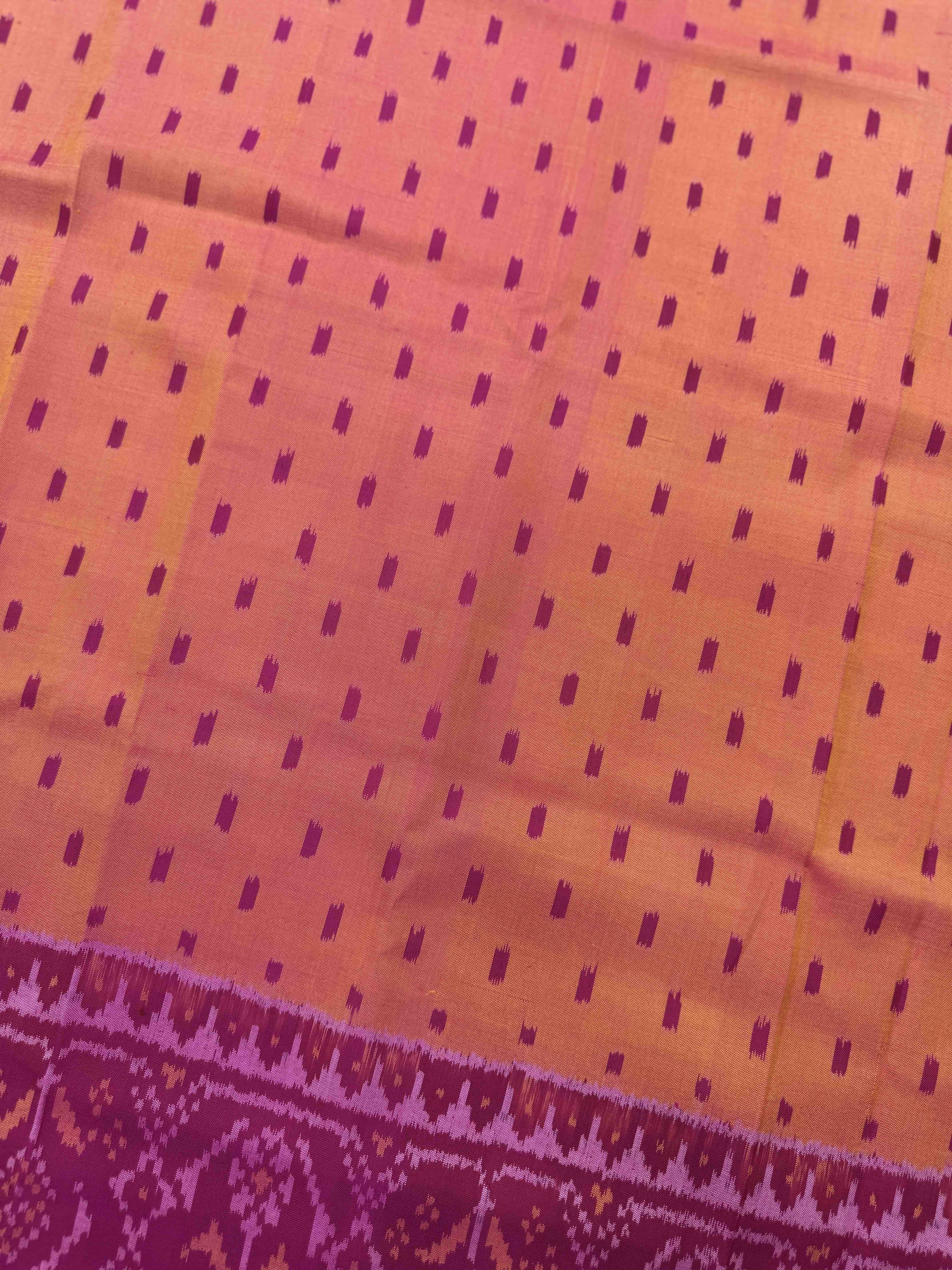 Pink and Peach Narikunj Scut Border Patola Lehenga Choli