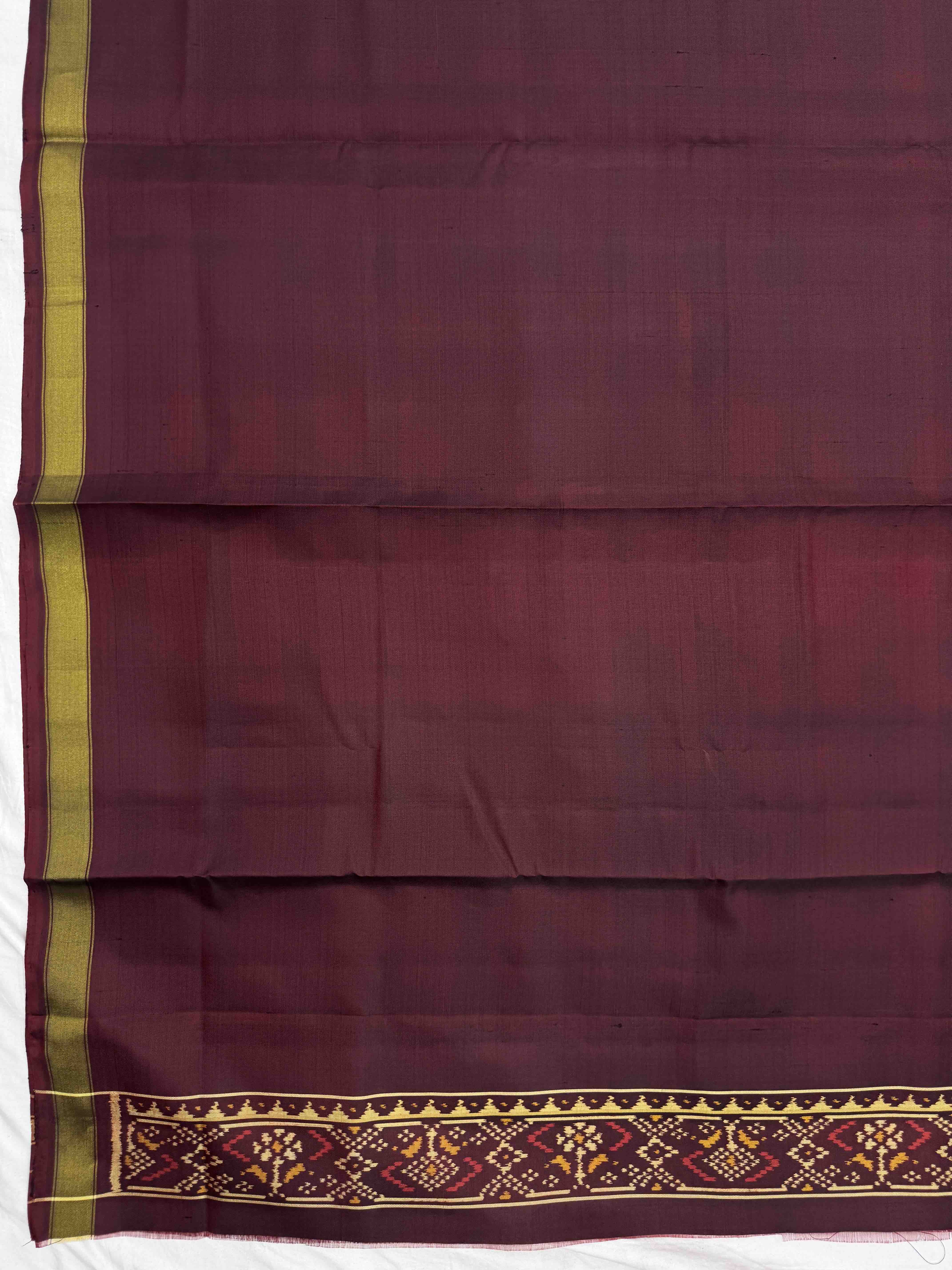 Maroon & Red Panchanda with Zigzag Lining Patola Dress
